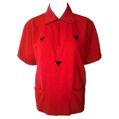 Maurice Holman Red Corduroy Unisex Short Sleeve Shirt, 1950s