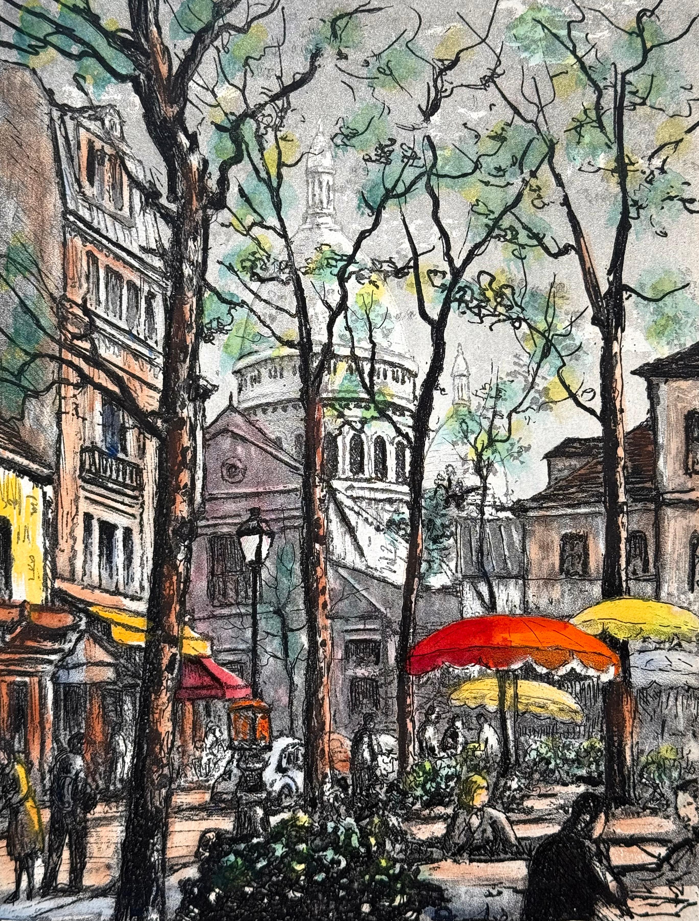 Landscape Print de Maurice Jacque - "París, Place du Tertre"