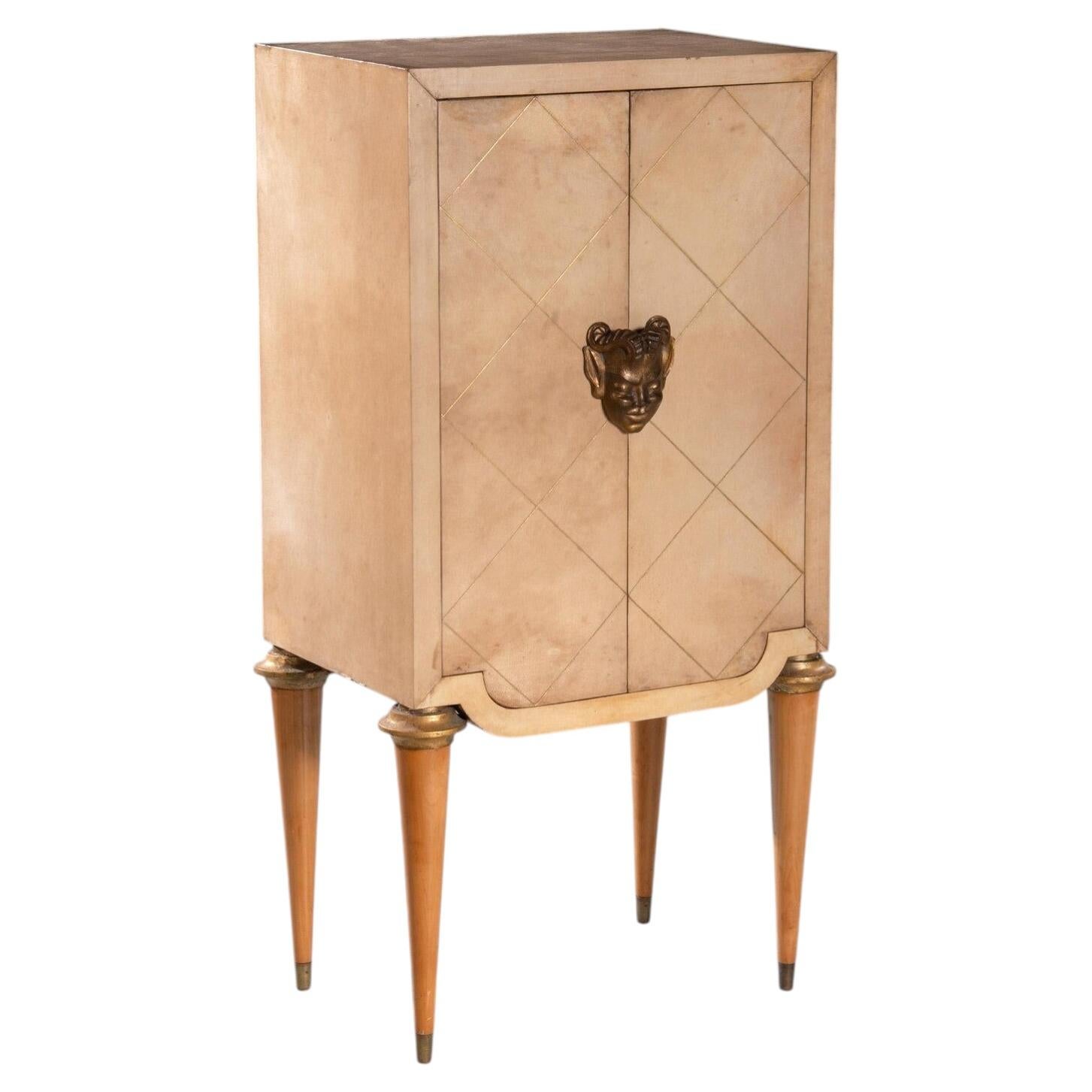 Maurice Jallot French Art Deco Parchment Inlaid Cabinet