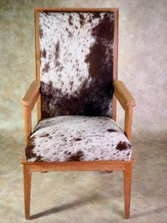 Maurice Jallot Pareja de sillones de roble con piel de poni