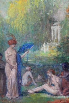 Antique Oil painting of the three graces