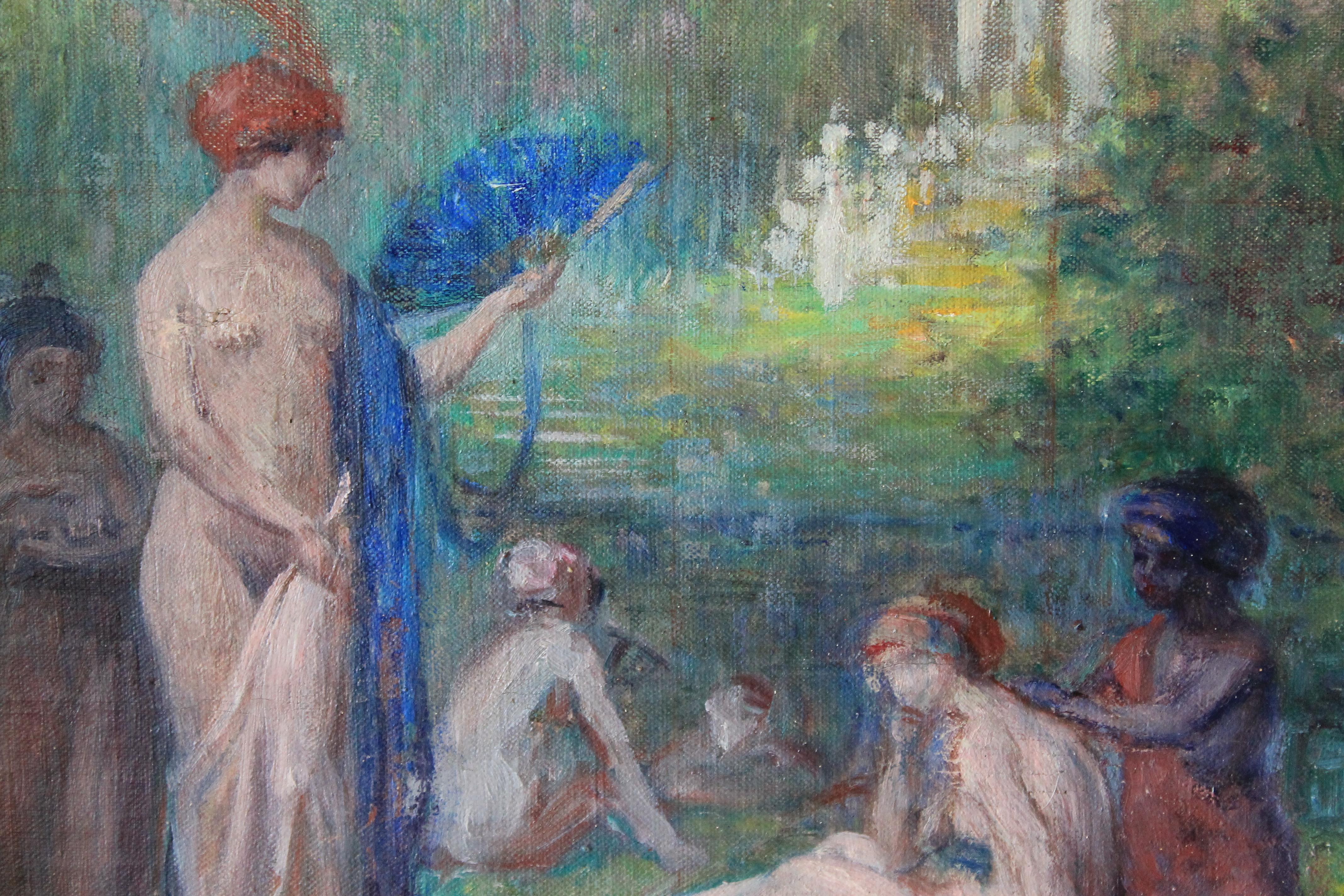 Antique Oil painting of the three graces 1