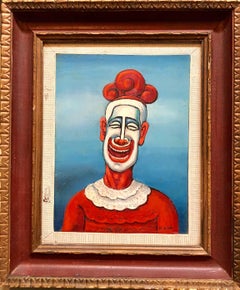 Clown, Modernist Oil Painting on Board WPA Artist