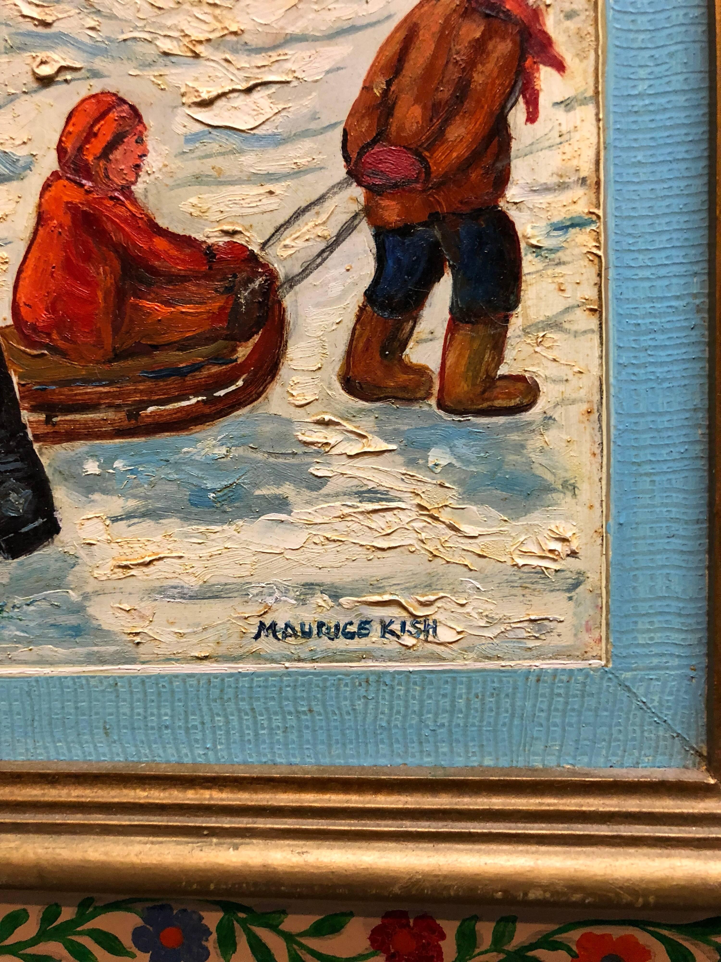 Peinture à l'huile Shtetl moderne « Proud Chimney Sweep » d'un artiste juif de la WPA en vente 1
