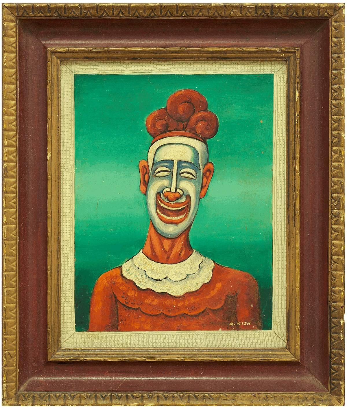 Maurice Kish Portrait Painting - The Clown N.2 (In Green)