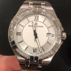 Maurice Lacroix AIKON AI1008 42mm Custom Diamond Bezel White Dial Leather