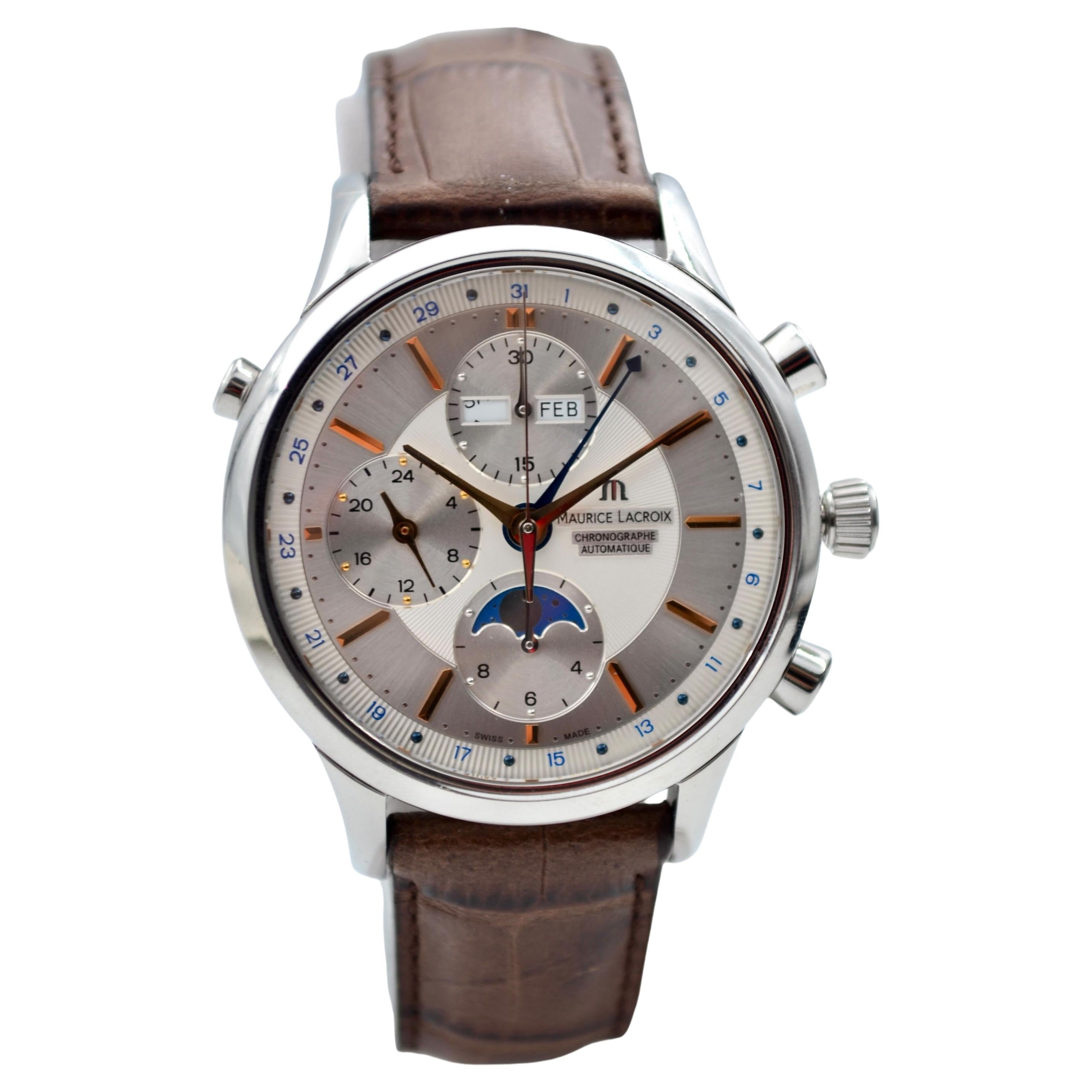 Maurice Lacroix Les Classiques Chronographe phase de lune 41 mm acier Réf. : LC6078 en vente