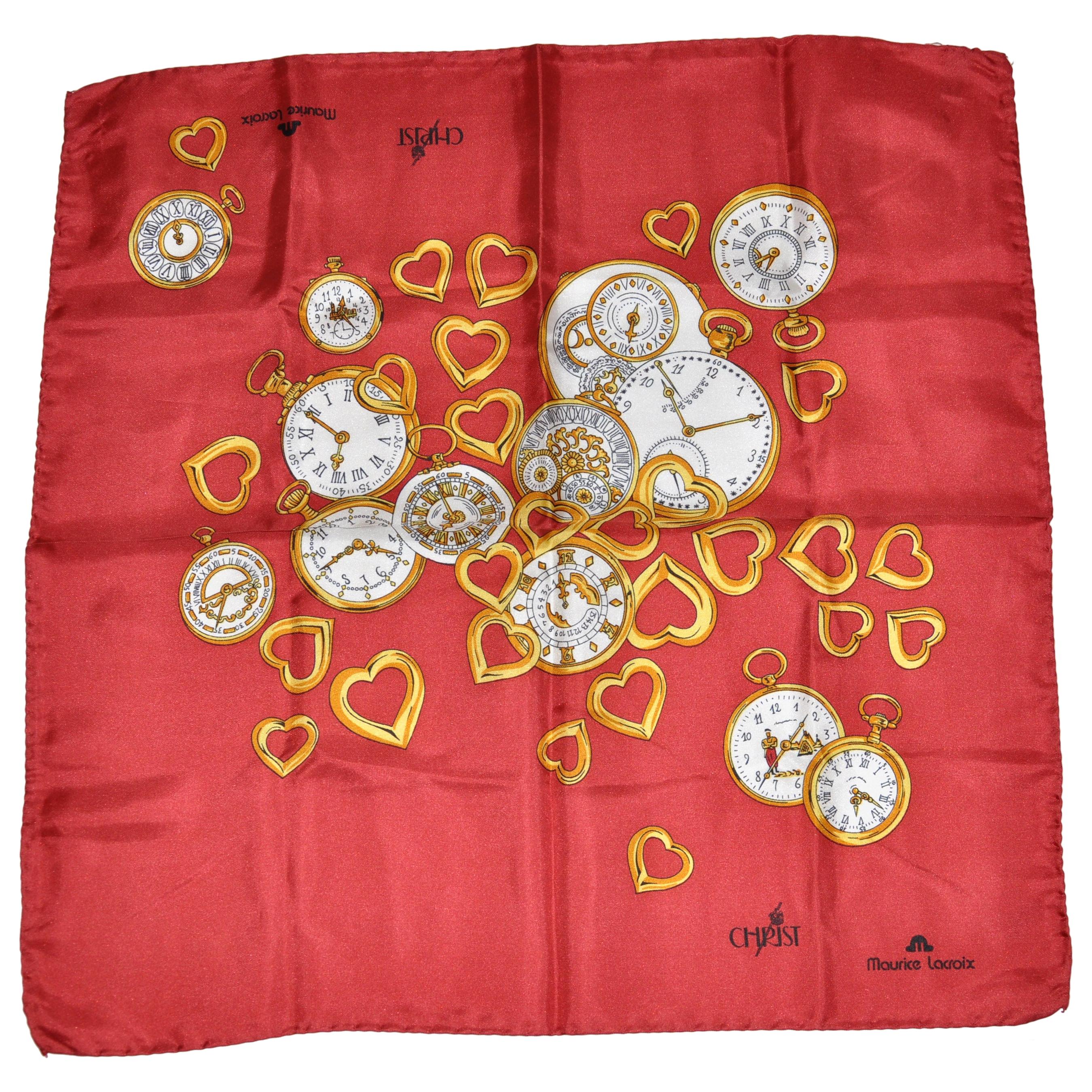 Maurice LaCroix "Love of Clocks" Silk Handkerchief For Sale