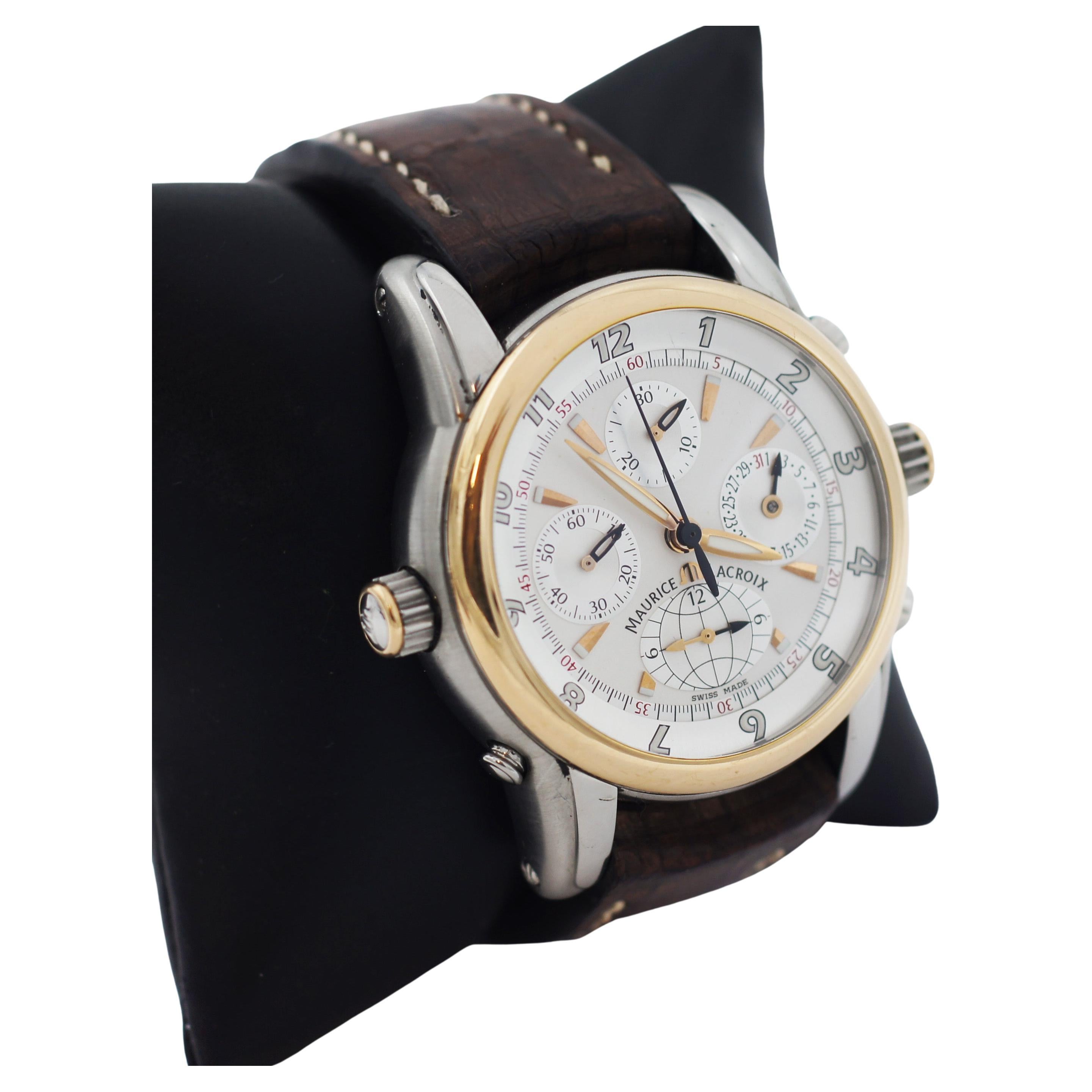 Maurice Lacroix Masterpiece 18K Gold Steel Globe Watch