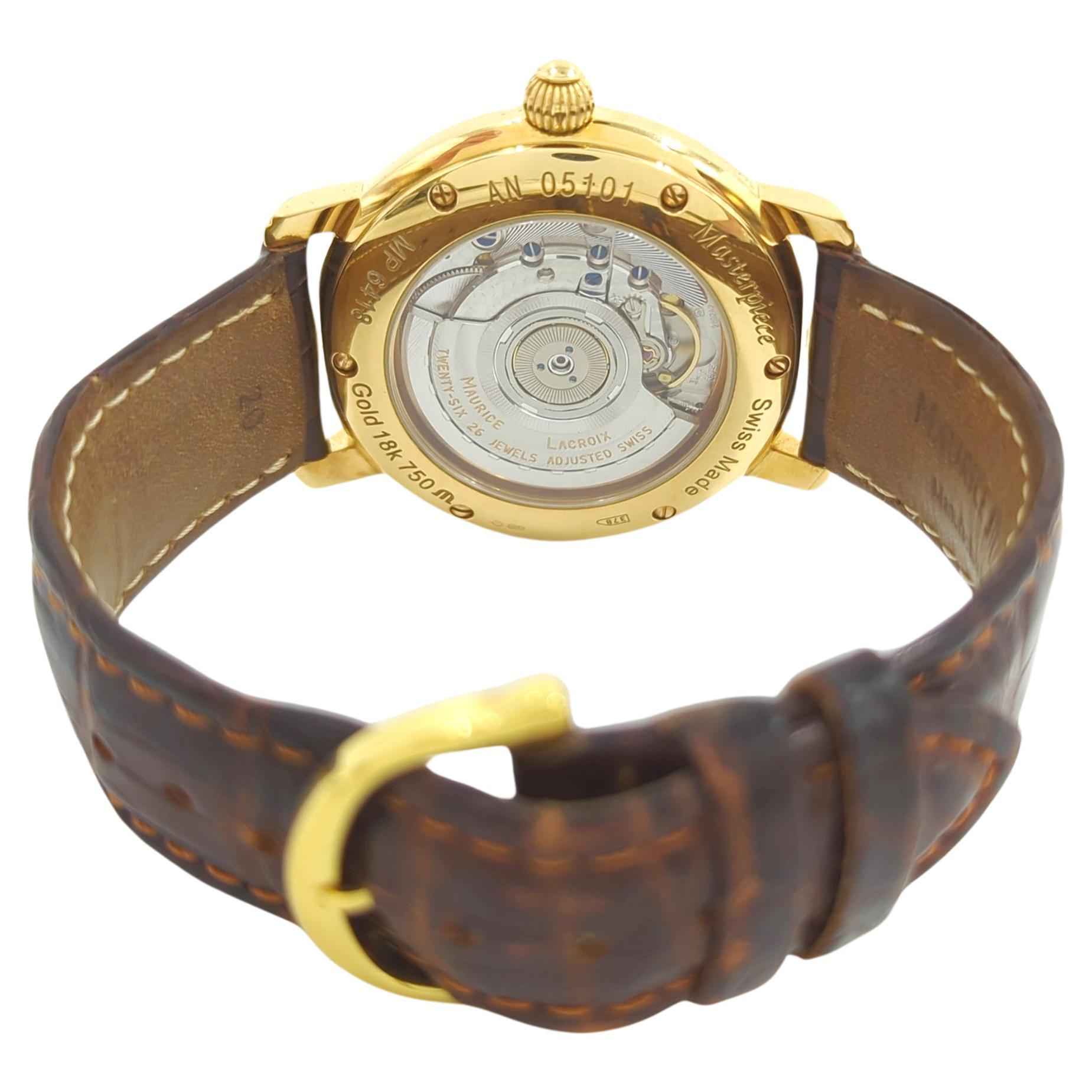 Maurice Lacroix Masterpiece Oro massiccio 18k Orologio da polso automatico BIG DATE 40mm In condizioni buone in vendita a Richmond, CA