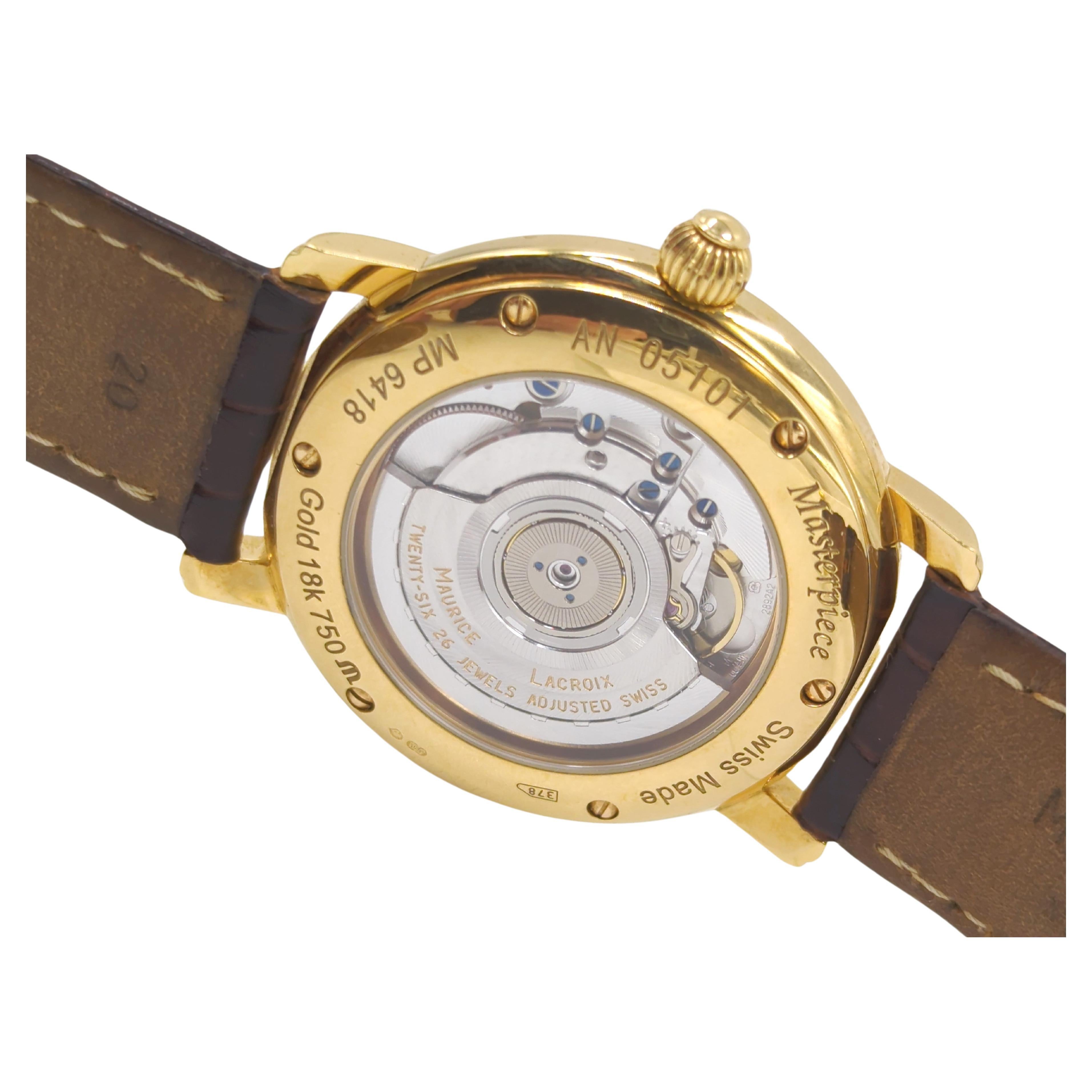 Maurice Lacroix Masterpiece Oro massiccio 18k Orologio da polso automatico BIG DATE 40mm in vendita 1