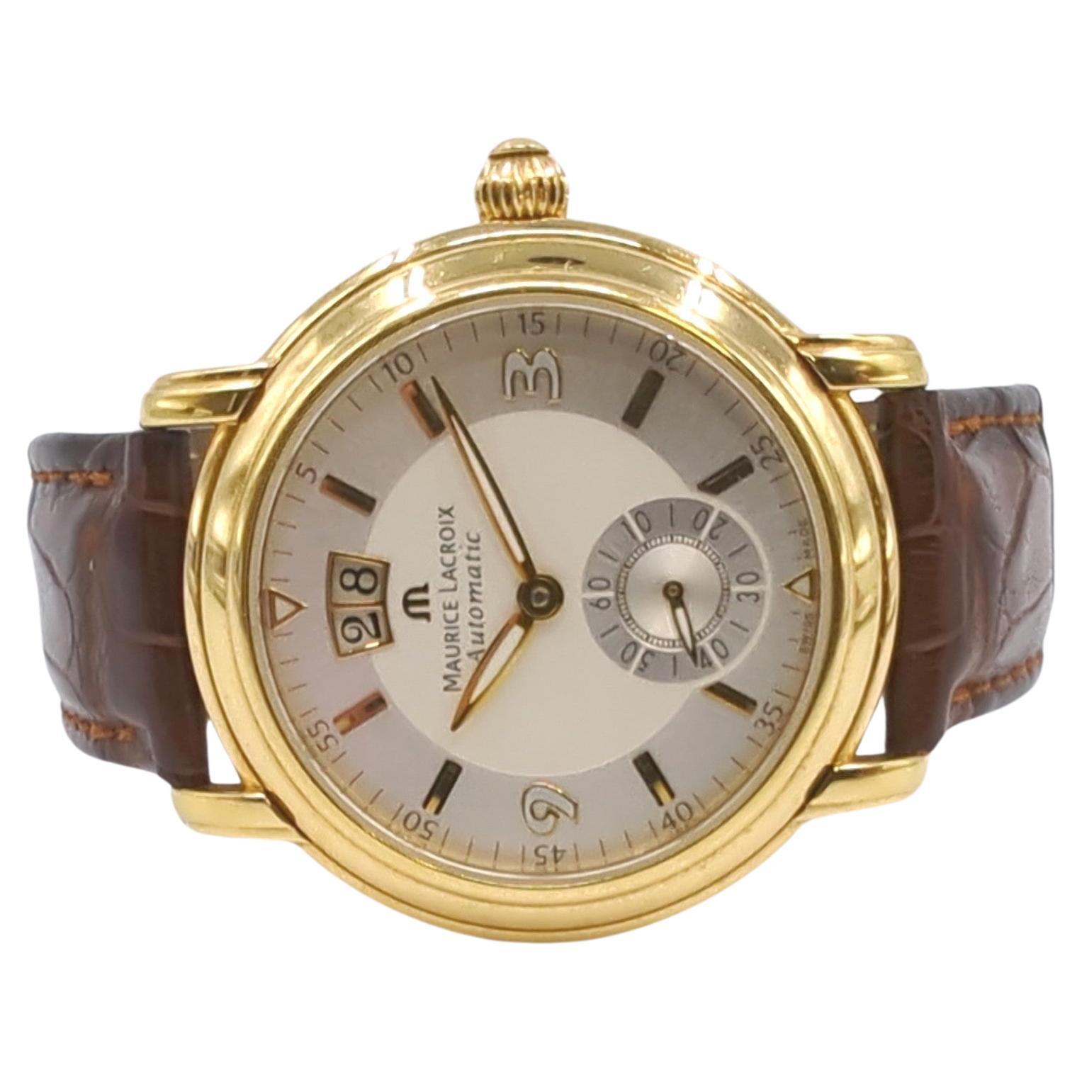 Maurice Lacroix Masterpiece Oro massiccio 18k Orologio da polso automatico BIG DATE 40mm in vendita 2