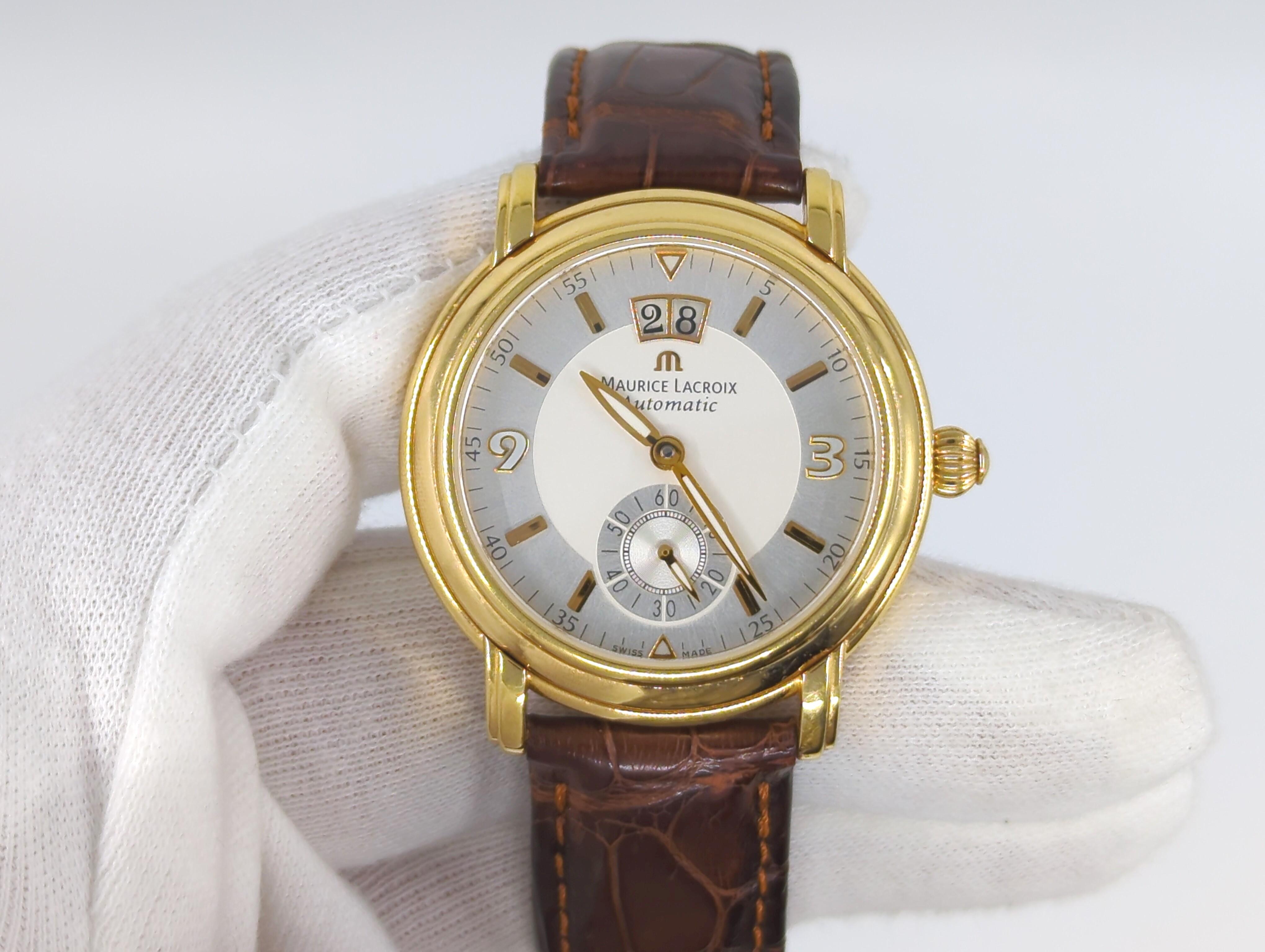 Maurice Lacroix Masterpiece 18k Solid Gold Automatic BIG DATE Wristwatch 40mm  For Sale 7