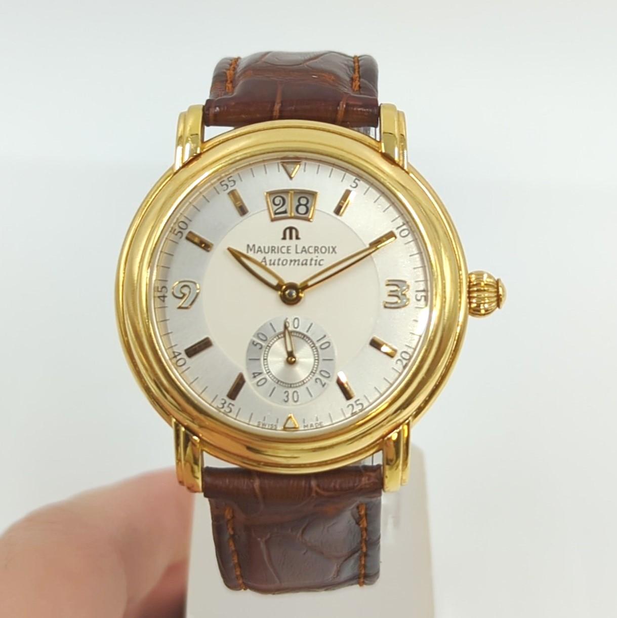 Maurice Lacroix Masterpiece 18k Solid Gold Automatic BIG DATE Wristwatch 40mm For Sale 6