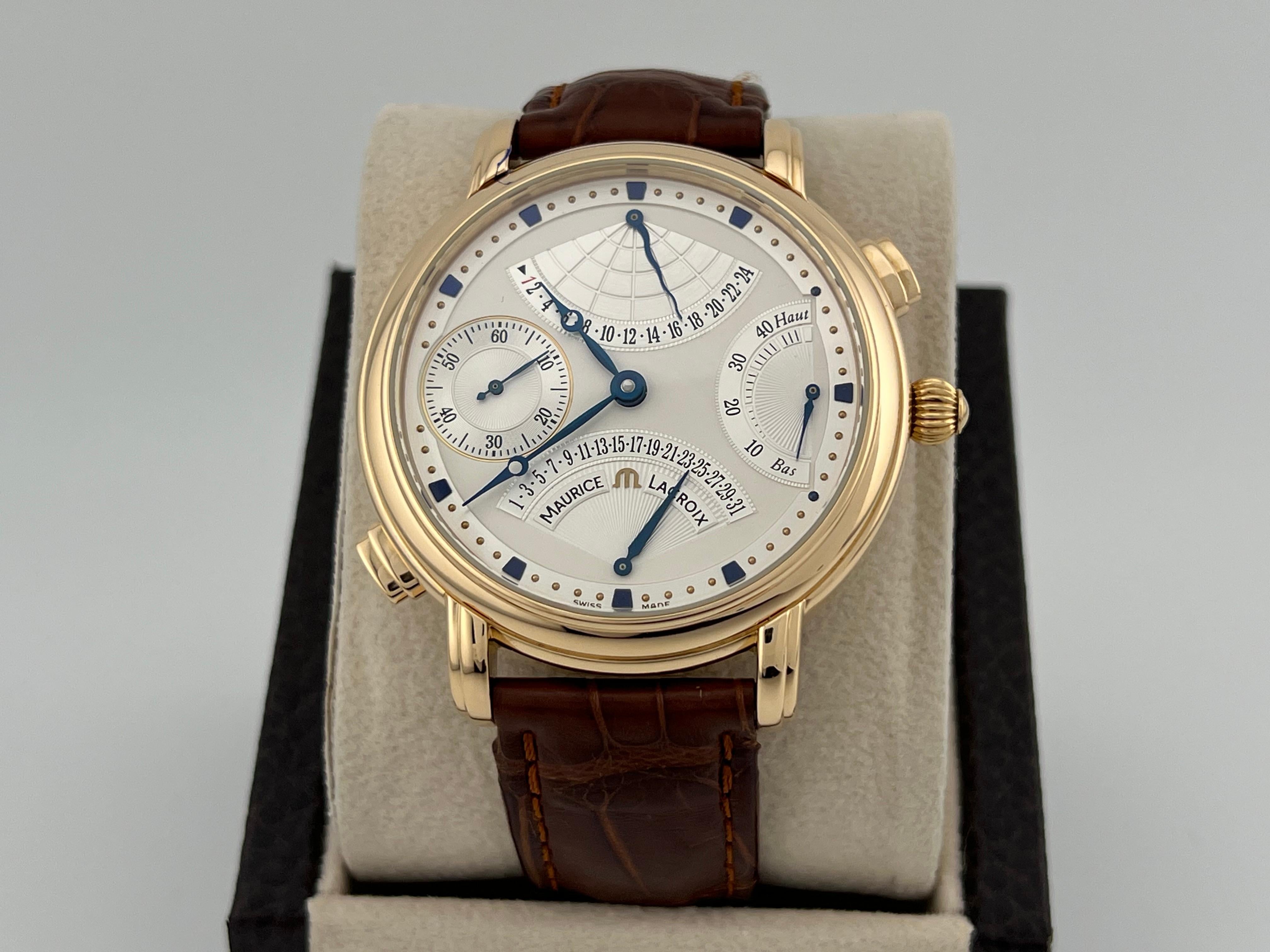 Maurice Lacroix Obra Maestra Doble Retrógrada MP7018 Oro Rosa 18k 43mm en Excelente estado para la venta en San Diego, CA
