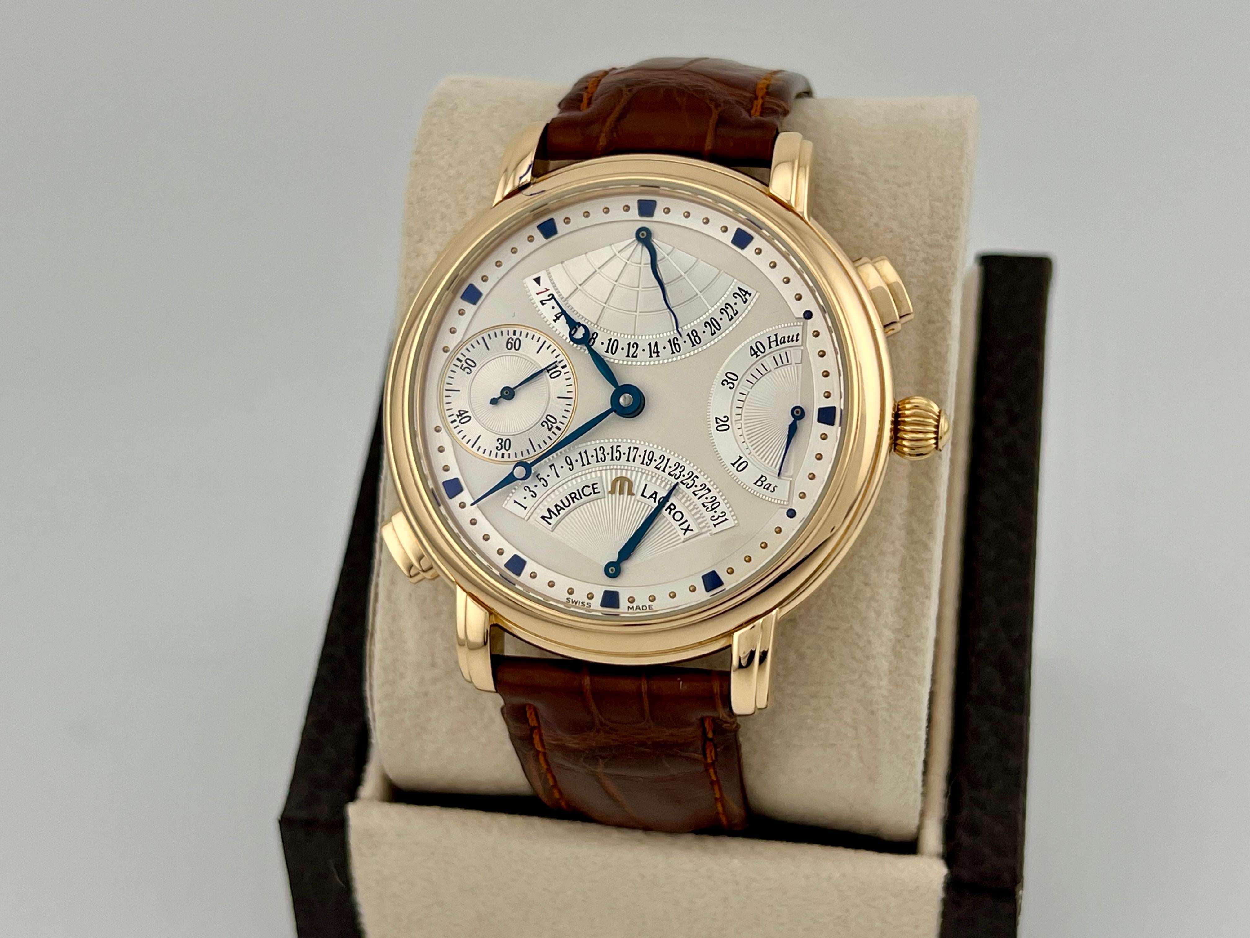 De los hombres Maurice Lacroix Obra Maestra Doble Retrógrada MP7018 Oro Rosa 18k 43mm en venta