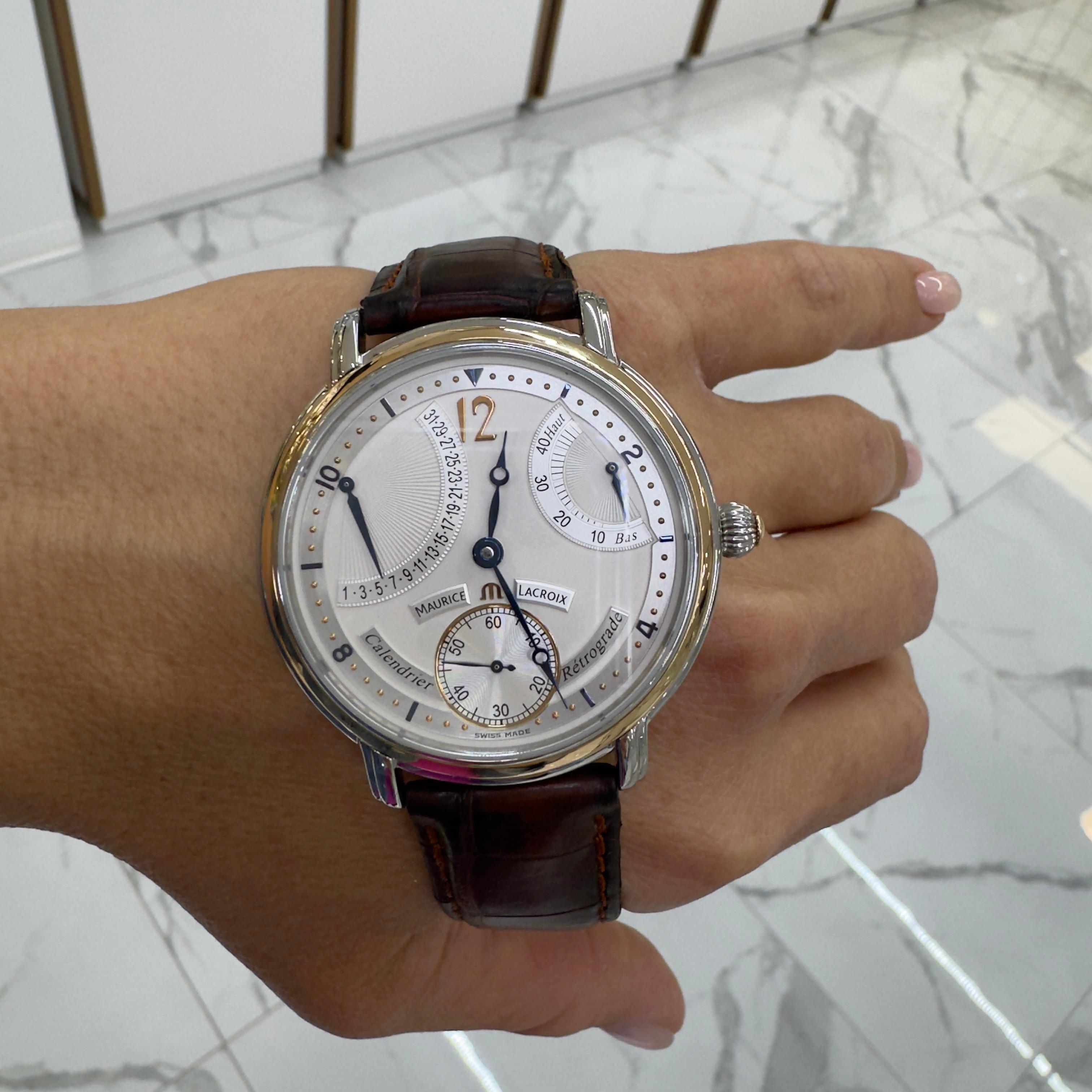Maurice Lacroix Masterpiece Retrograde Calendrier 43MM 76840 Stahl Uhr 7