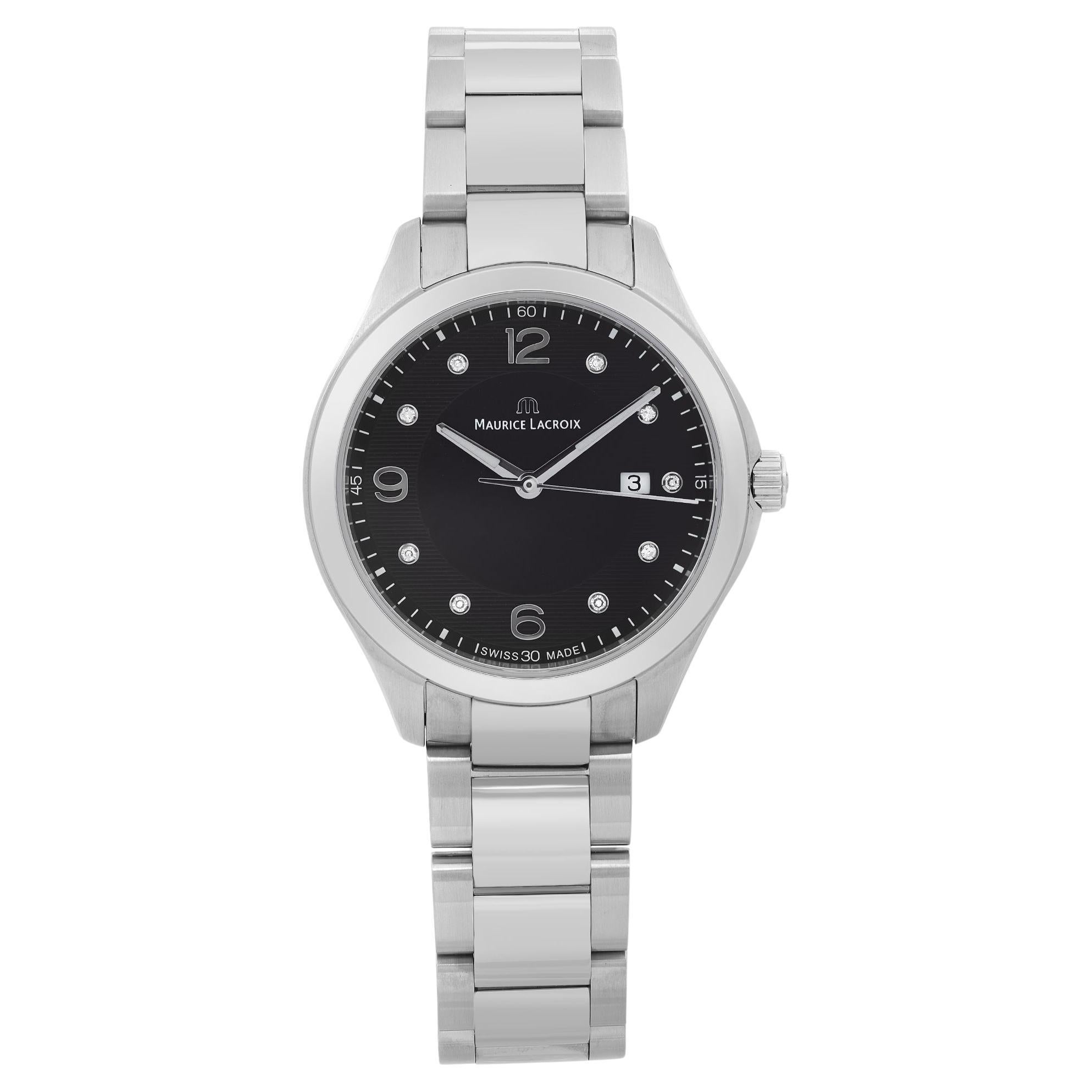 Maurice Lacroix Miros Steel Diamond Dial Quartz Watch MI1014-SS002-350 For Sale