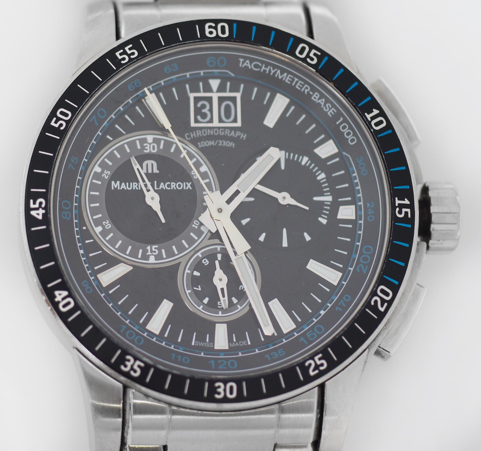 Maurice Lacroix Miros Chronograph MI1098 Watch In Good Condition For Sale In San Fernando, CA