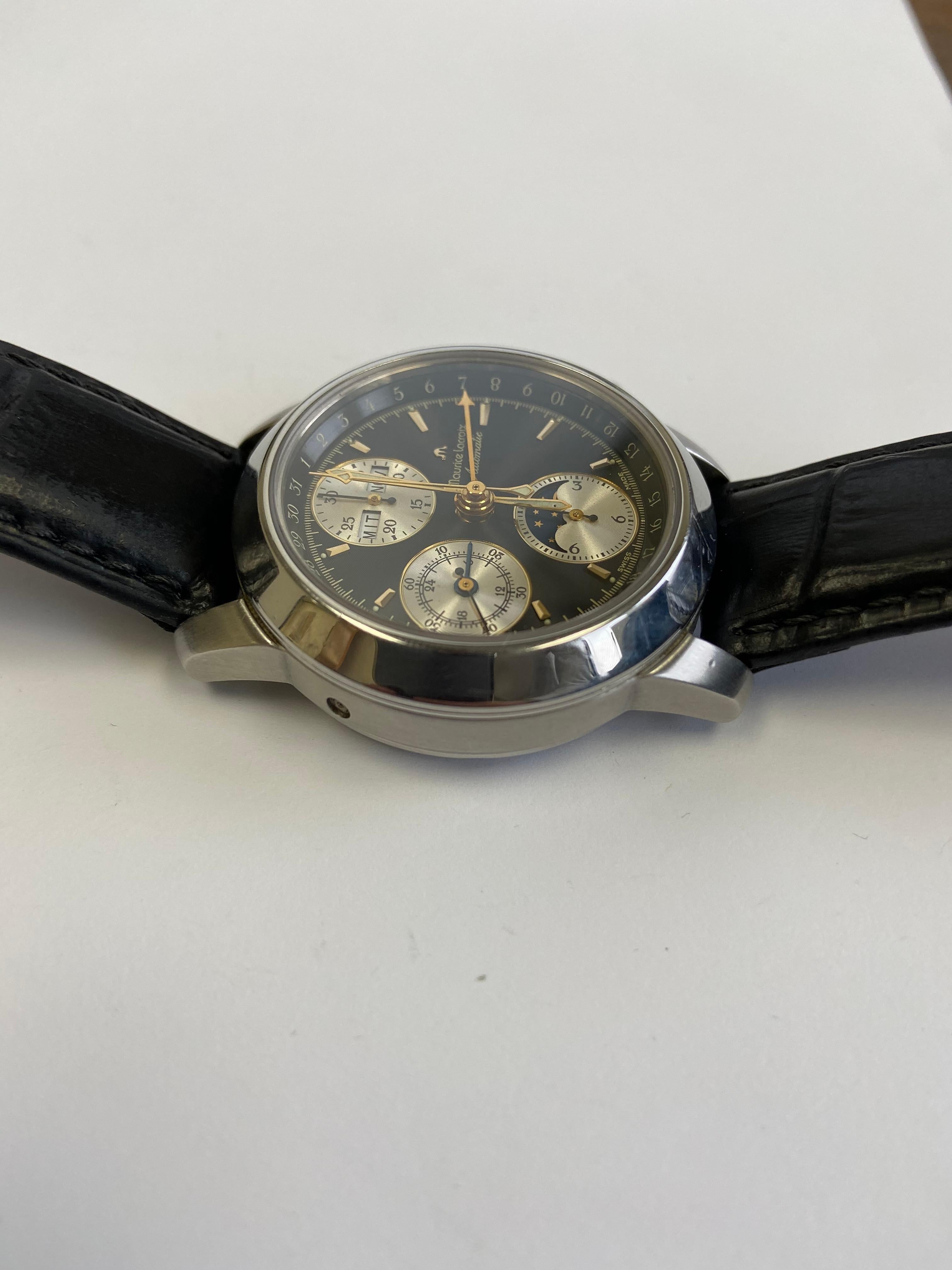 Maurice Lacroix chronographe Triple Date Réf. 02736 Bracelet en cuir Unisexe en vente