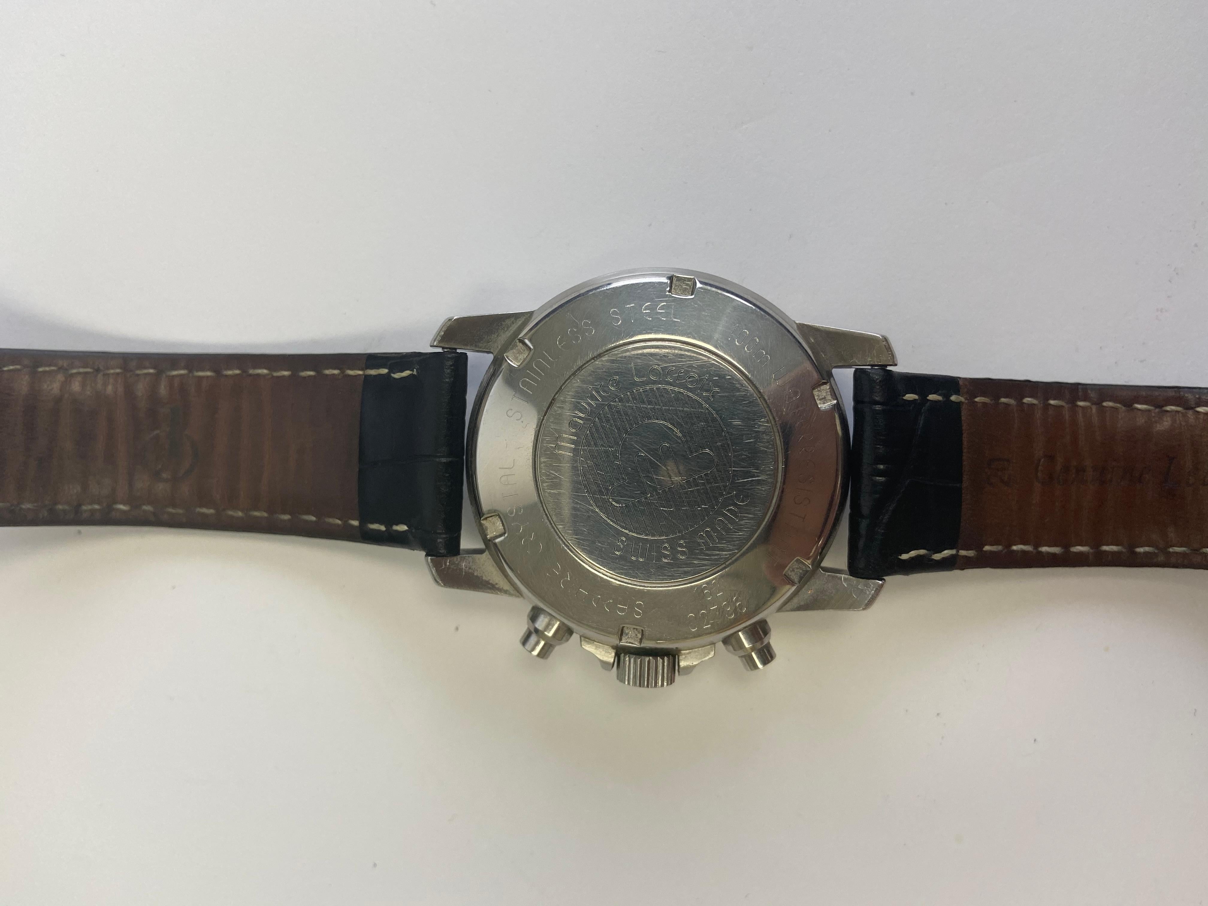 Maurice Lacroix chronographe Triple Date Réf. 02736 Bracelet en cuir en vente 2