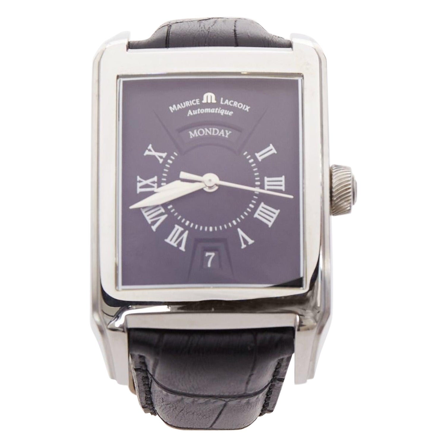 Reloj MAURICE LACROIX Pontos Rectangulaire Day Date acero inoxidable esfera negra en venta