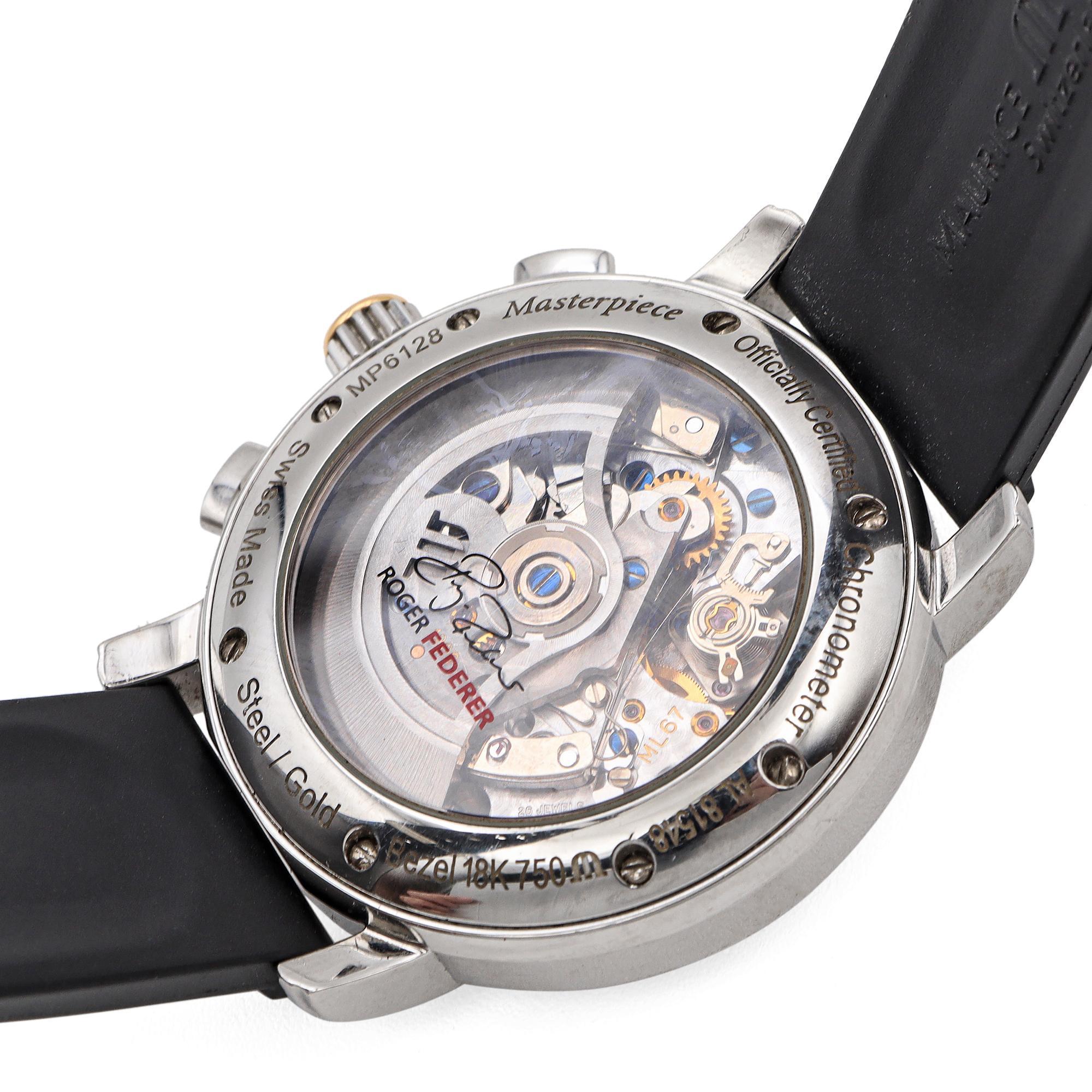 Maurice Lacroix Roger Federer Masterpiece MP6128 Men's Automatic Chrono Watch 3