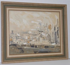 Maurice Lapp (1925-2014) Mid Century Modern Abstract Cityscape c.1950s