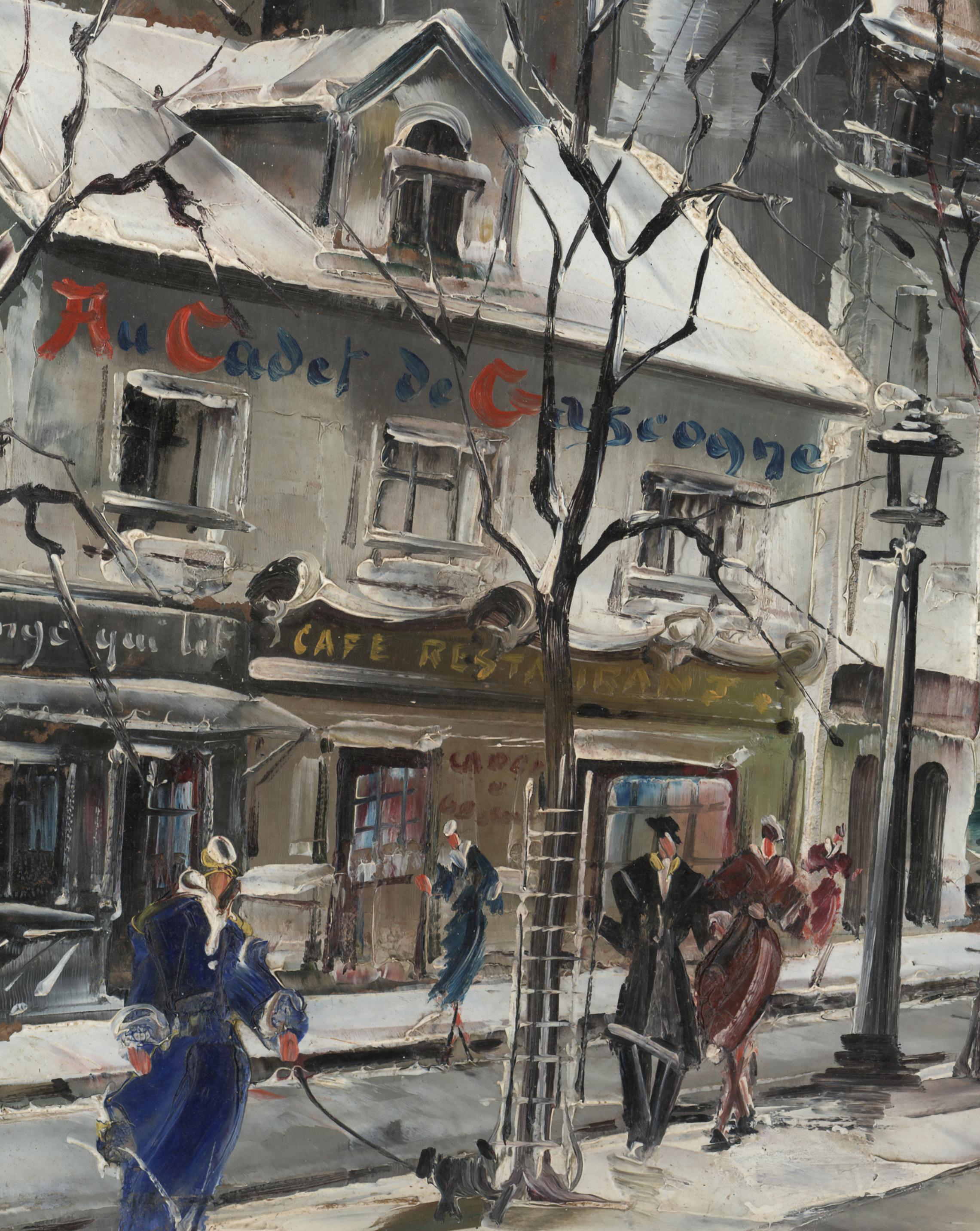 „La Place du Tetre Sous La Neige“ (Montmatre, Paris) – Painting von Maurice Legendre