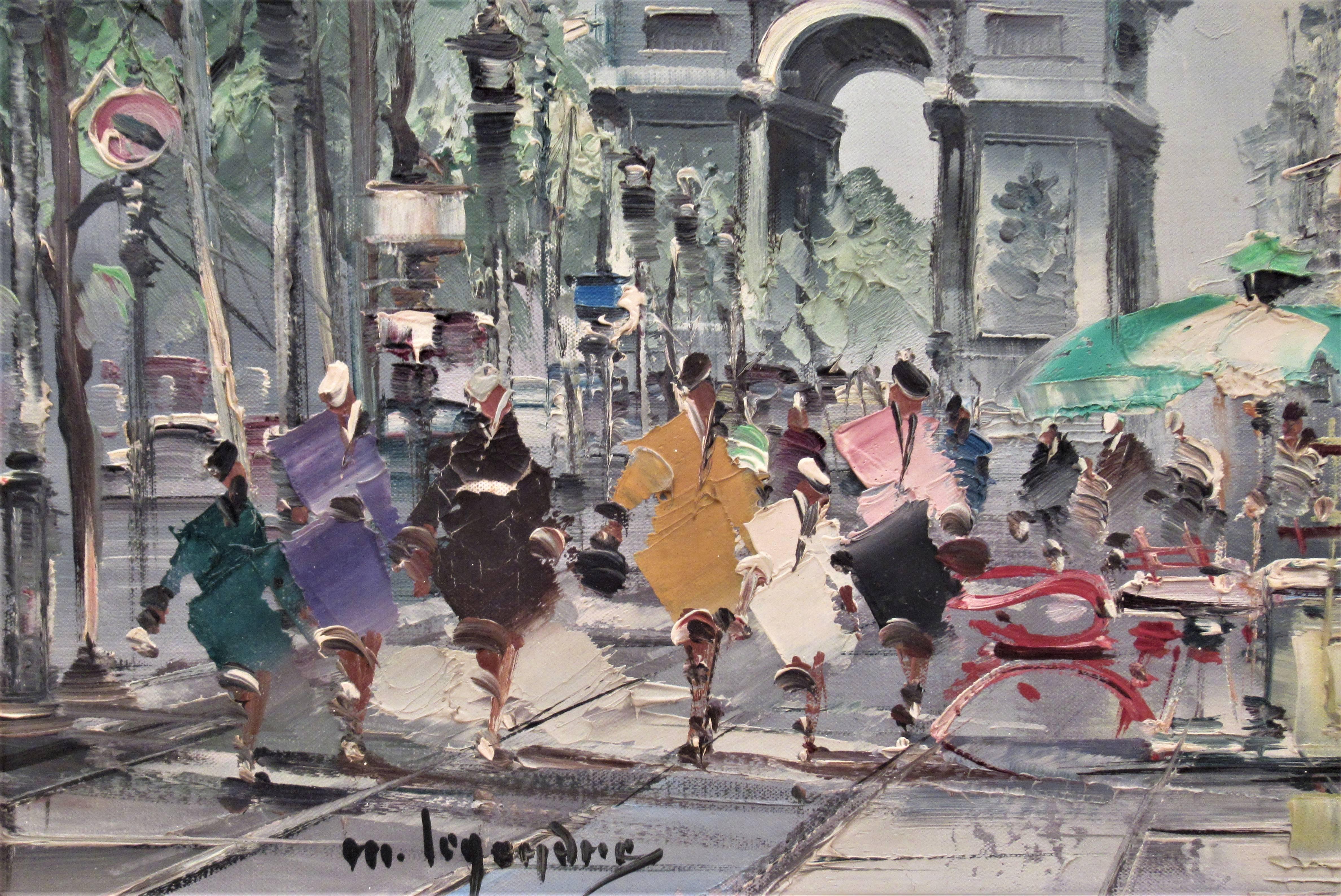 Champs Elysees, Paris (Grau), Figurative Painting, von Maurice Legendre