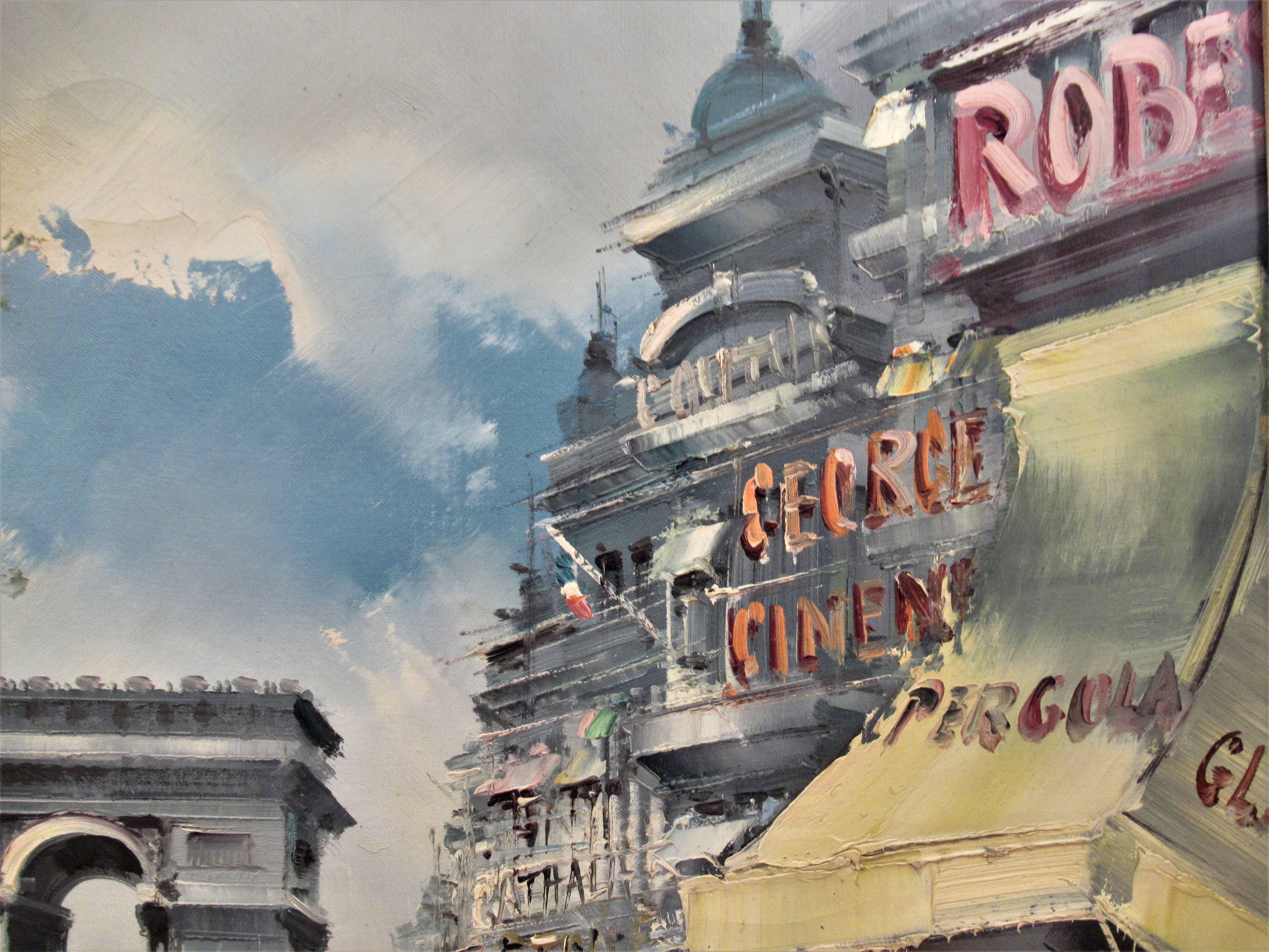 Künstler   Maurice Louis Legendre (Franzose, geboren 1928)
Titel:   Champs Elysees, Paris
Jahr:   c.1950
Medium:	 Öl auf Leinwand
Größe der Leinwand:   18 x 21,65 Zoll
Gerahmte Größe:   23 x 26,5 Zoll
Unterschrift:   Signiert unten links vom