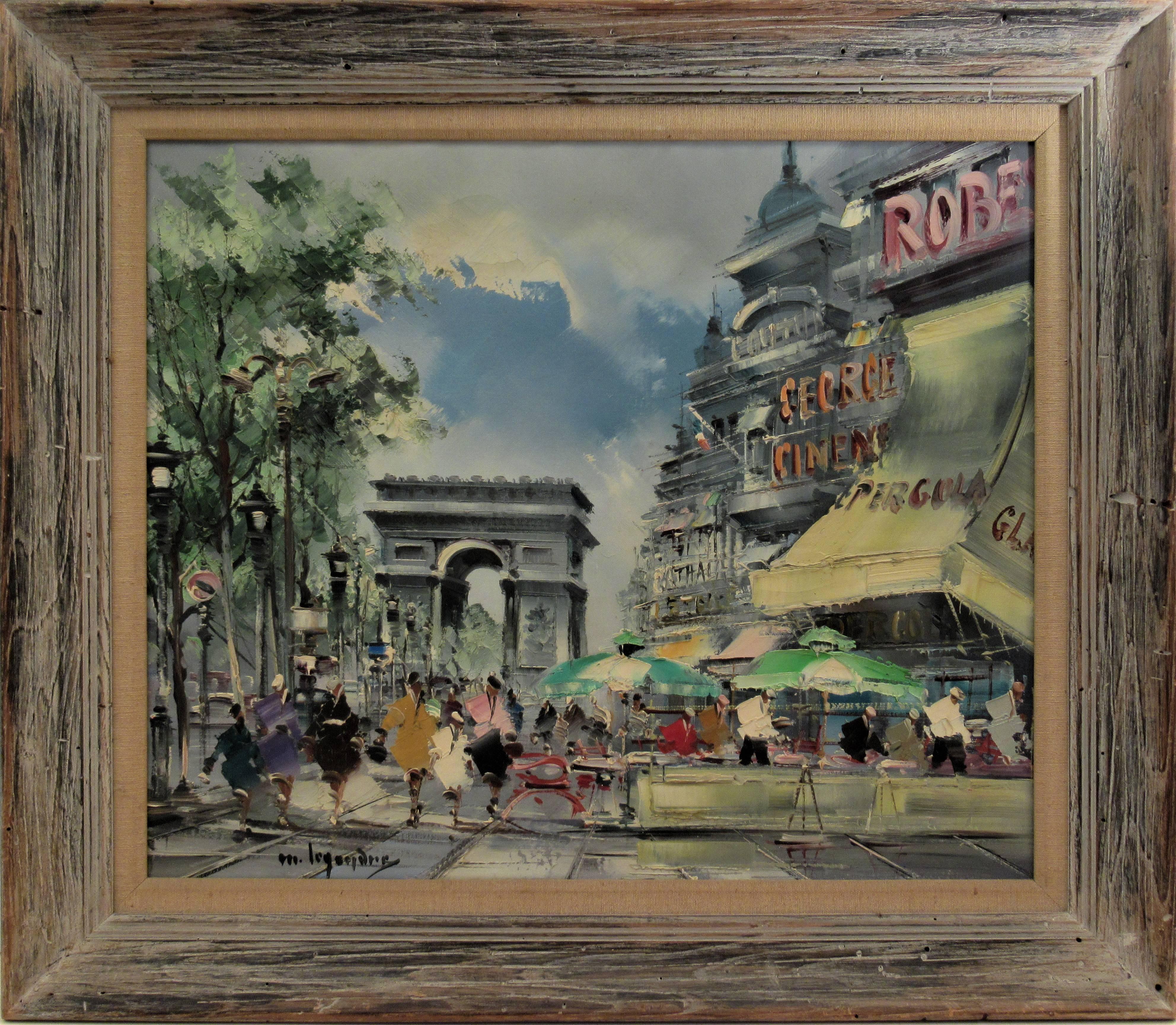 Maurice Legendre Figurative Painting – Champs Elysees, Paris