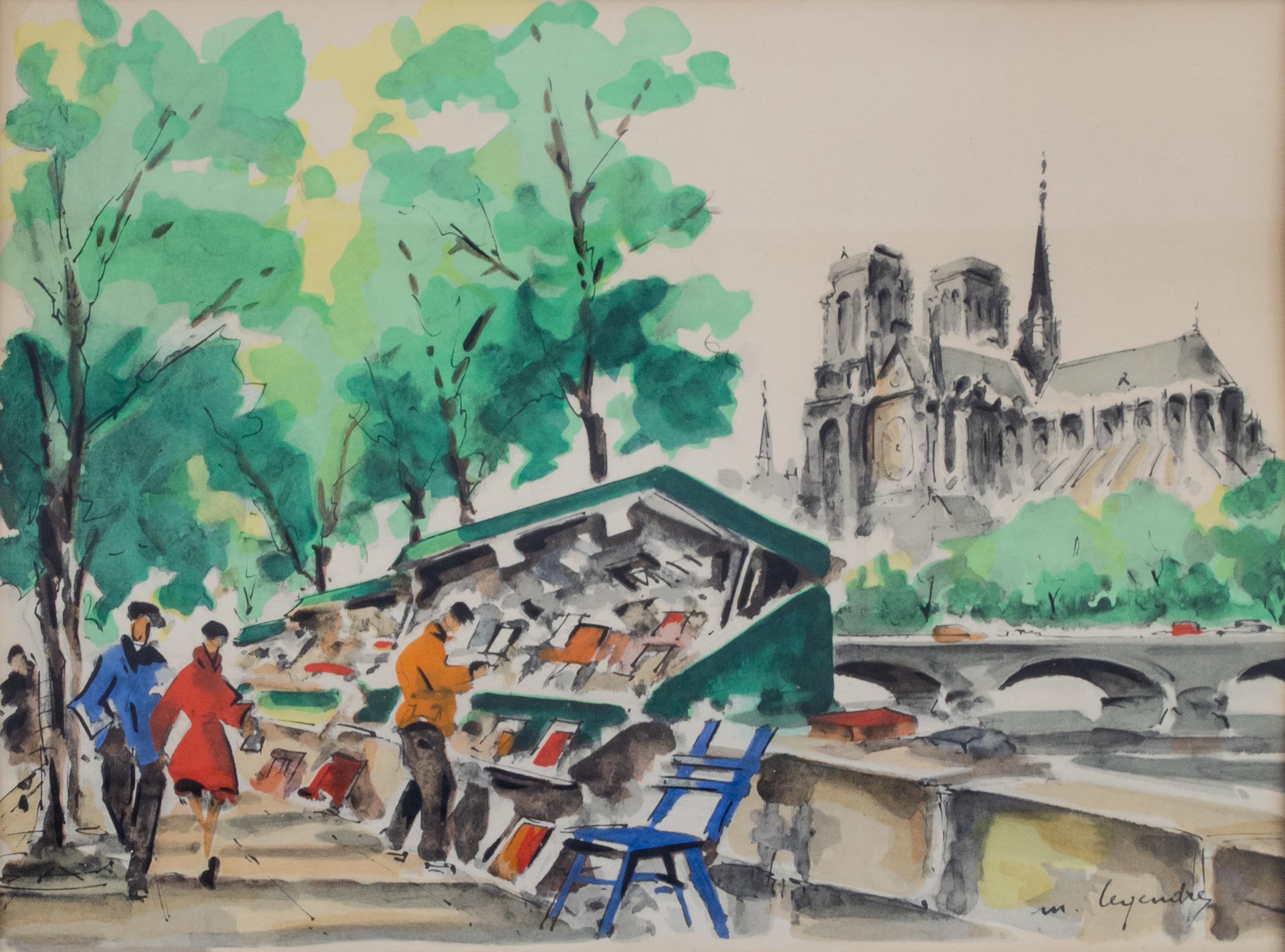 Maurice Legendre 
Senza titolo (Notre Dame), inizio XX secolo
Acquerello su carta
Vista: 9 x 12 pollici.
Incorniciato: 14 1/4 x 18 x 1 poll.
Firmato in basso a sinistra: M. Legendre

Maurice Legendre era un noto impressionista e scultore francese,