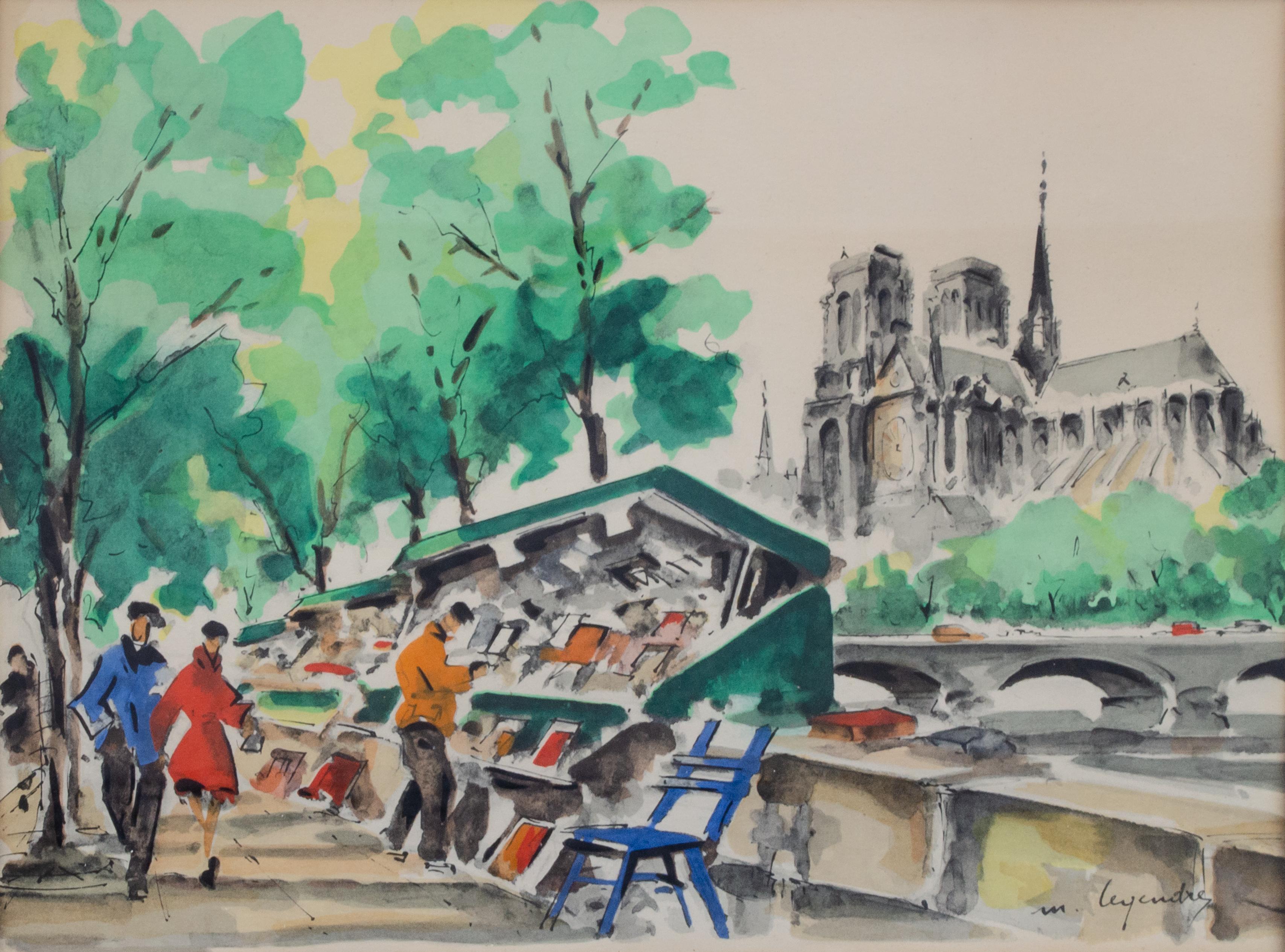 Maurice Legendre 
Ohne Titel (Notre Dame), Anfang 20. Jahrhundert
Aquarell auf Papier
Ansicht: 9 x 12 Zoll.
Gerahmt: 14 1/4 x 18 x 1 Zoll.
Signiert unten links: M. Legendre

Maurice Legendre war ein bekannter französischer Impressionist und