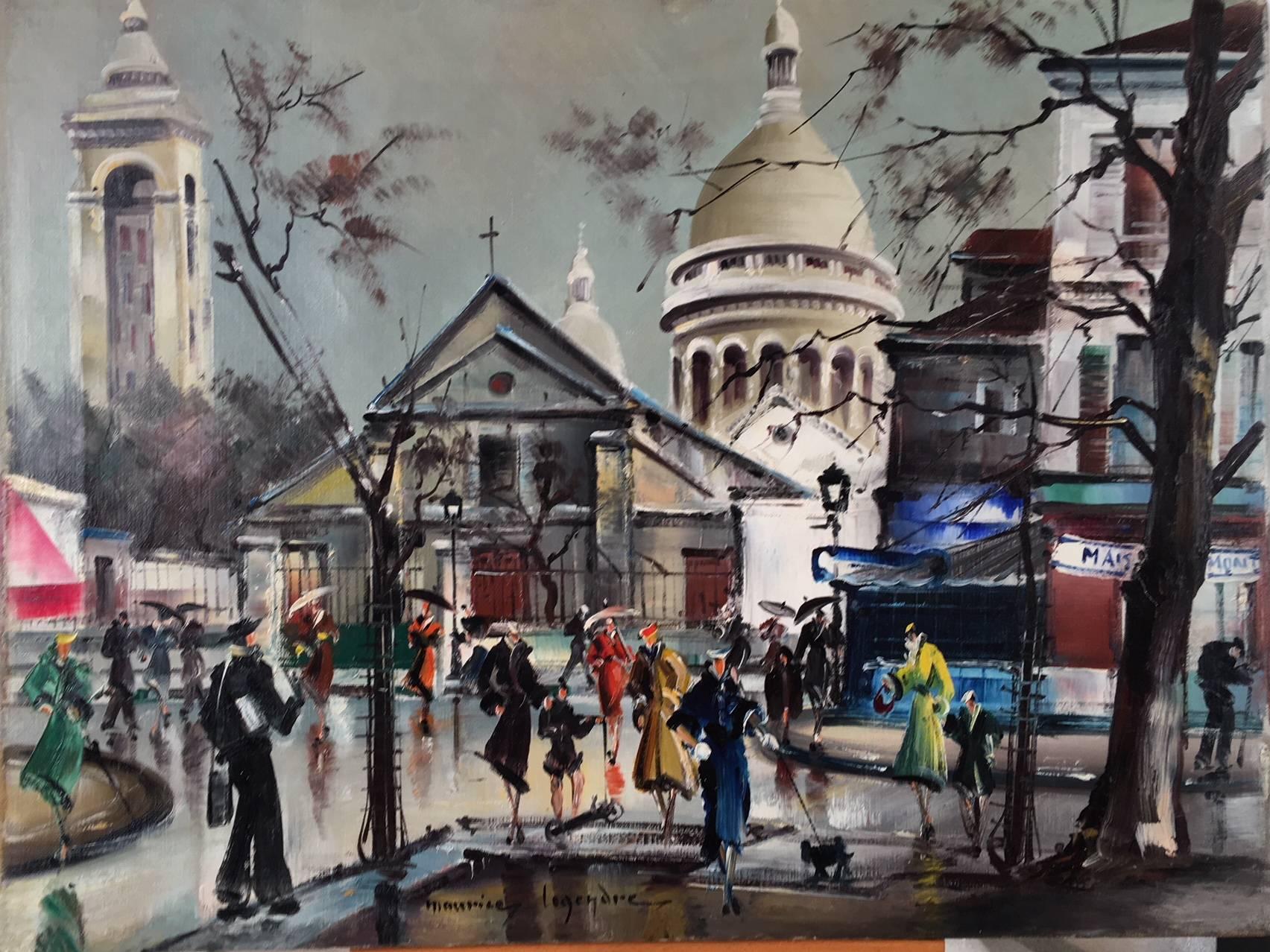 Montmartre, Paris  - Painting by Maurice Legendre