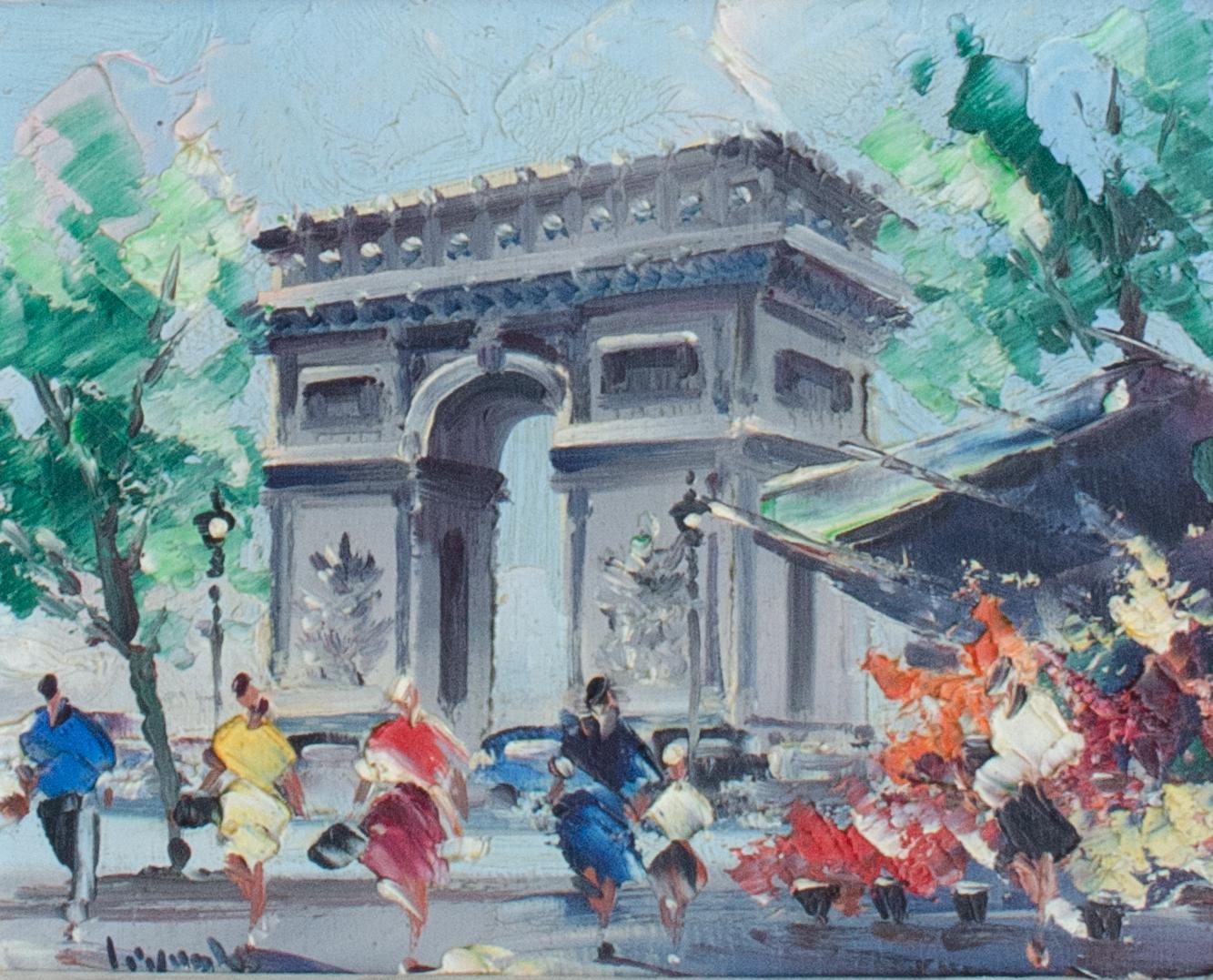 Two Maurice Legendre Paris Paintings, Arc d'Triomphe and La Rue Norvins For Sale 5