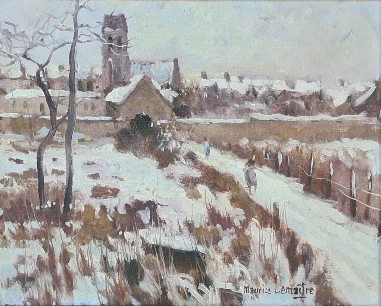 French Impressionist Oil on Canvas Snow Scene, Neige à Soignolles en Brie 7