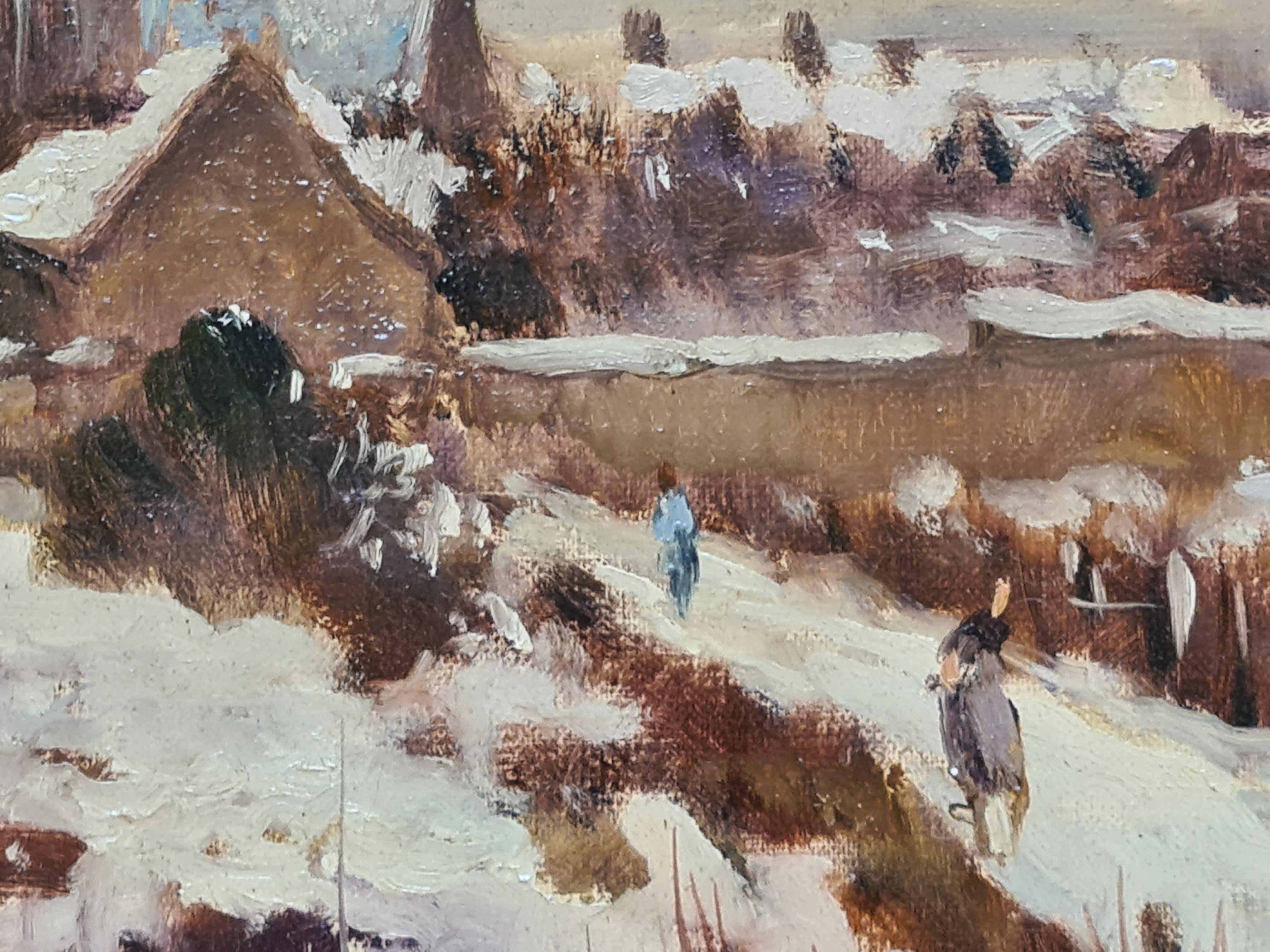 French Impressionist Oil on Canvas Snow Scene, Neige à Soignolles en Brie 2