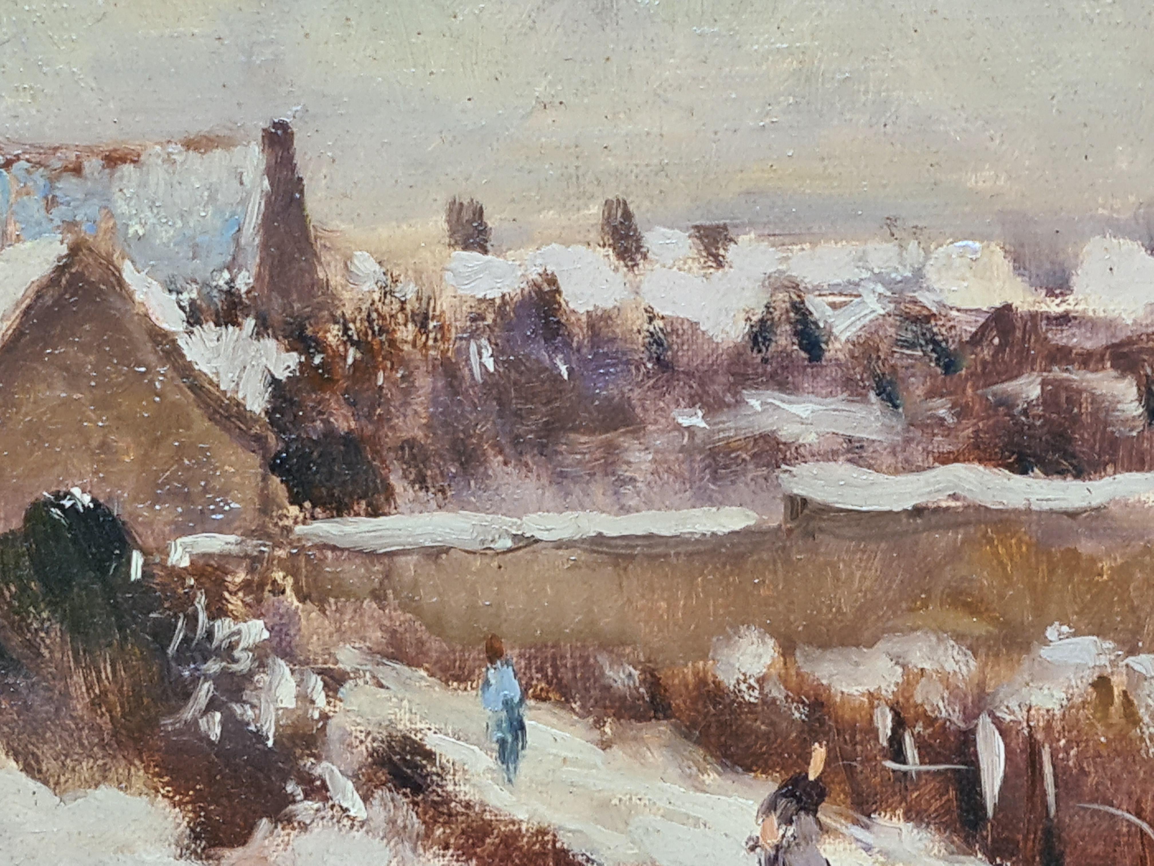 French Impressionist Oil on Canvas Snow Scene, Neige à Soignolles en Brie 4