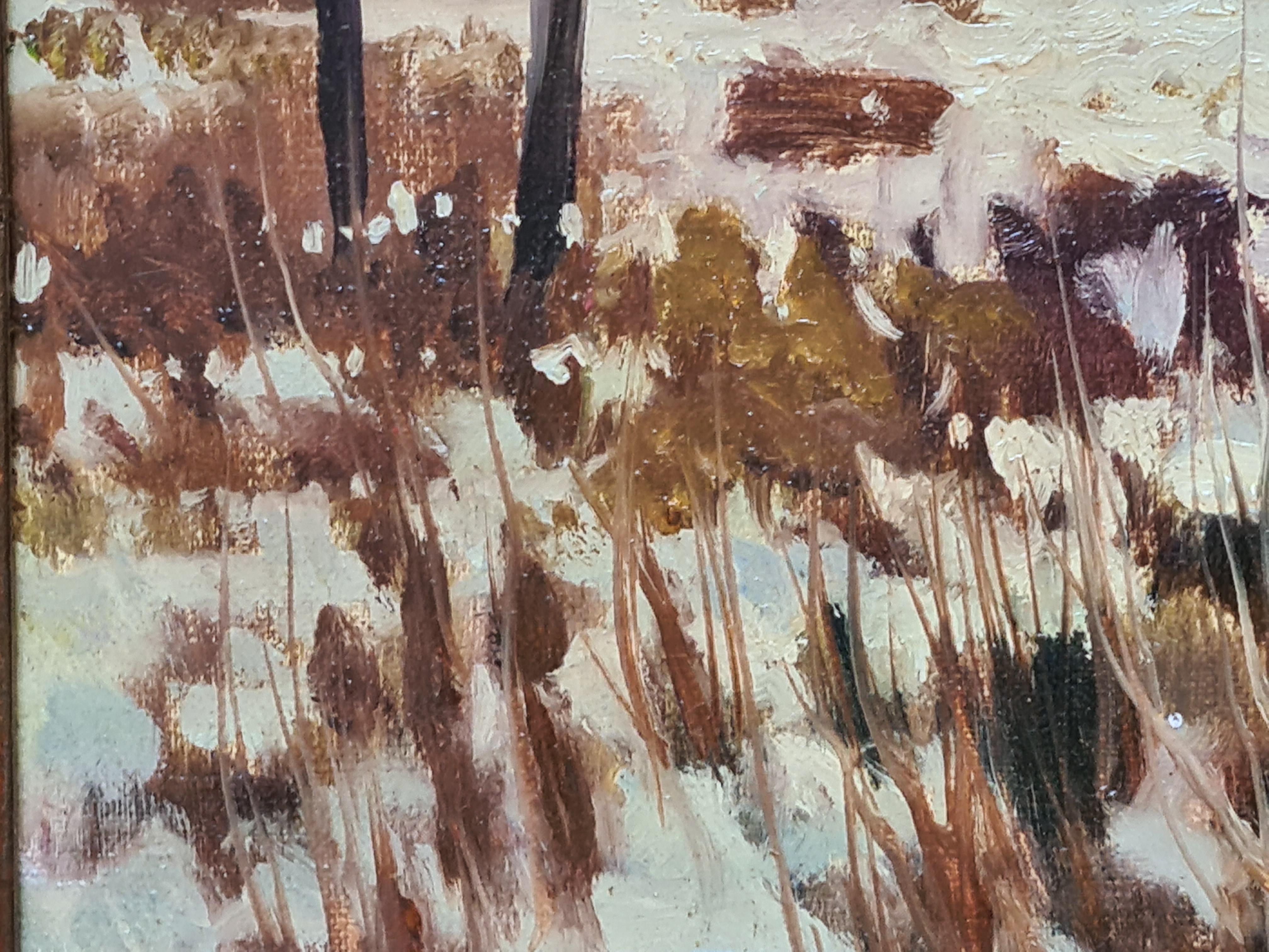 French Impressionist Oil on Canvas Snow Scene, Neige à Soignolles en Brie 5