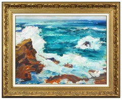 Vintage Maurice Logan Original Painting Oil On Board Signed Seascape Water Framed Art