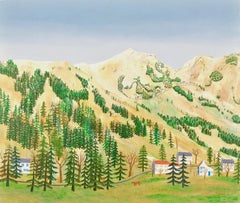 Environs de Savines - Mid 20th Century French Naif Mountain Landscape Painting