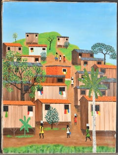 Favela – Ölgemälde einer Landschaft in Rio de Janeiro, Frankreich, Brasilien, Mitte des 20. Jahrhunderts