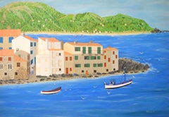 Saint Florent, Korsika - Großes französisches Korsika-Ölgemälde aus der Mitte des 20.