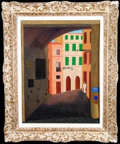 Vieile Rue Rome - Large Mid 20th Century French Naïf Oil on Canvas Painting
