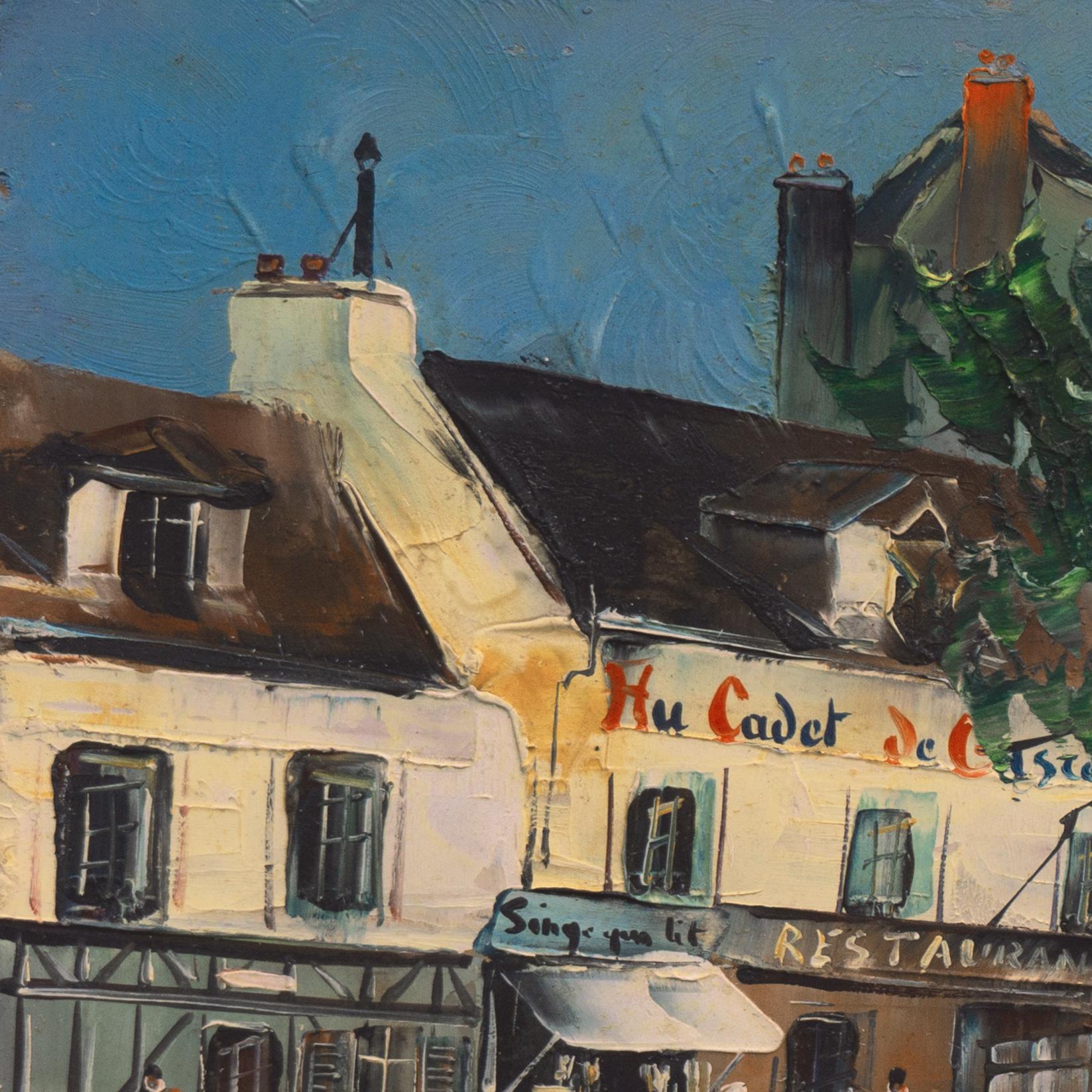 'Place du Tertre', French Impressionism, Sacré-Cœur, Montmartre, School of Paris - Brown Landscape Painting by Maurice Louis Legendre