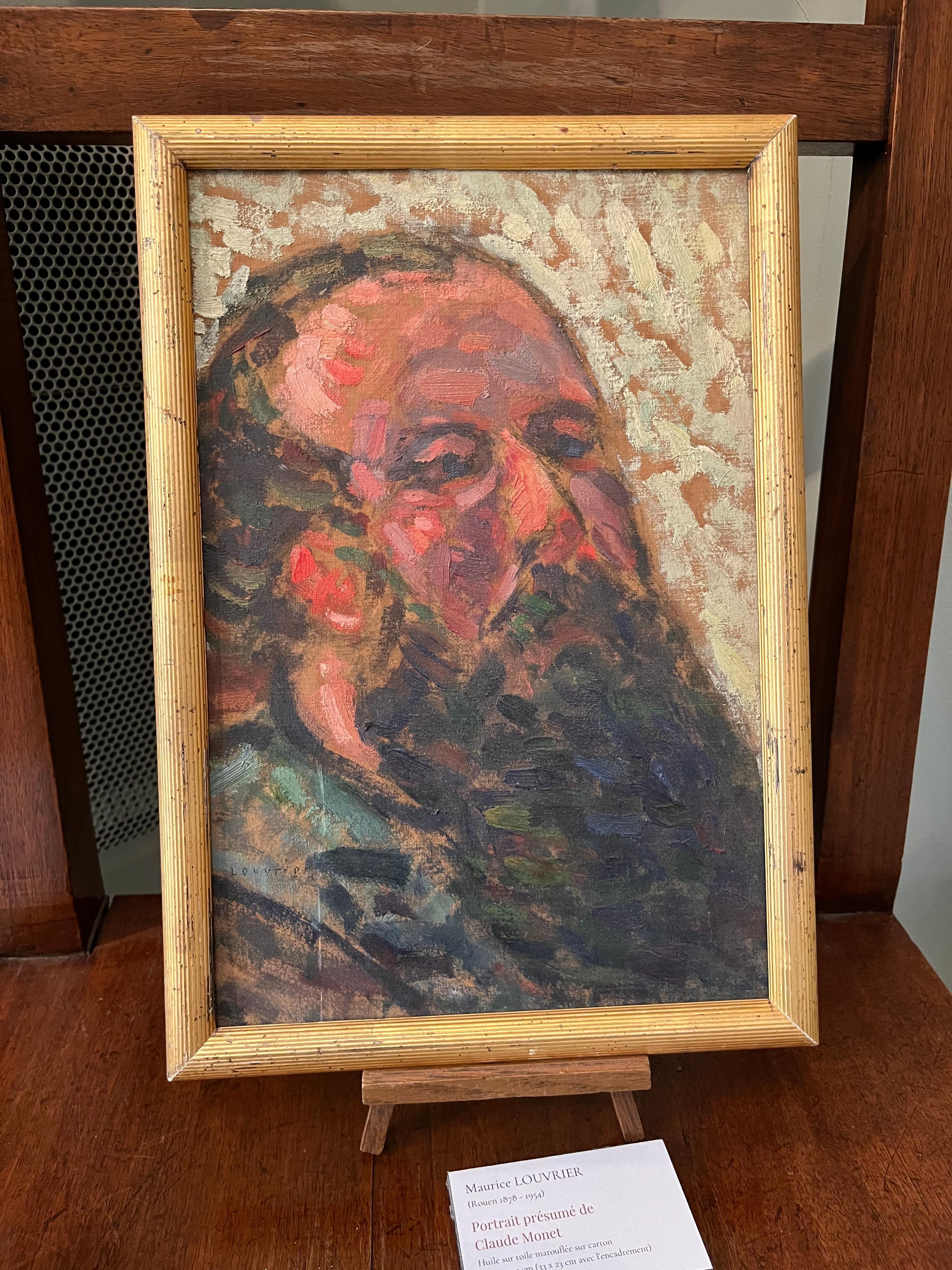 Presumed portrait of Claude Monet - Gray Figurative Painting by Maurice LOUVRIER