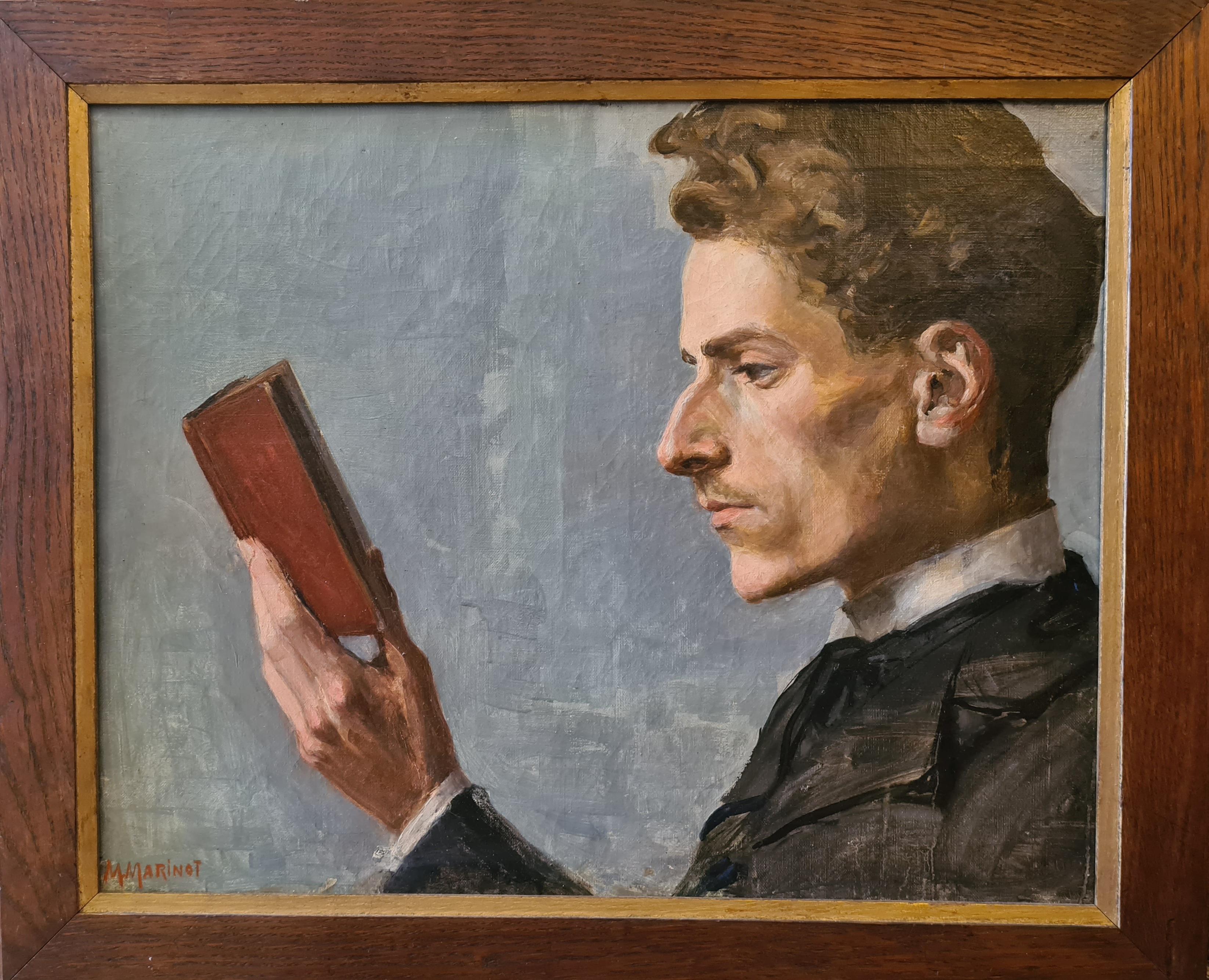 Maurice Marinot Portrait Painting - The Reader, early 20th Century Fauvist Portrait, signed M Marinot