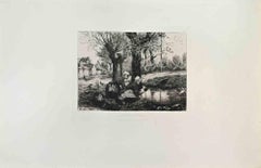 La Fontain du Pasturian – Radierung von Maurice Matieu – 1870er Jahre