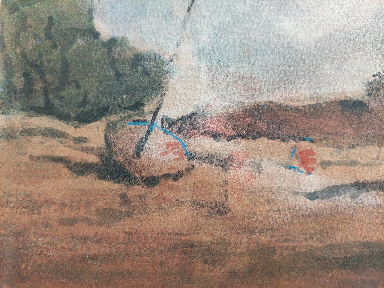 French Modernist Cubist Painting Boat Pulled Up on the Shore For Sale 6